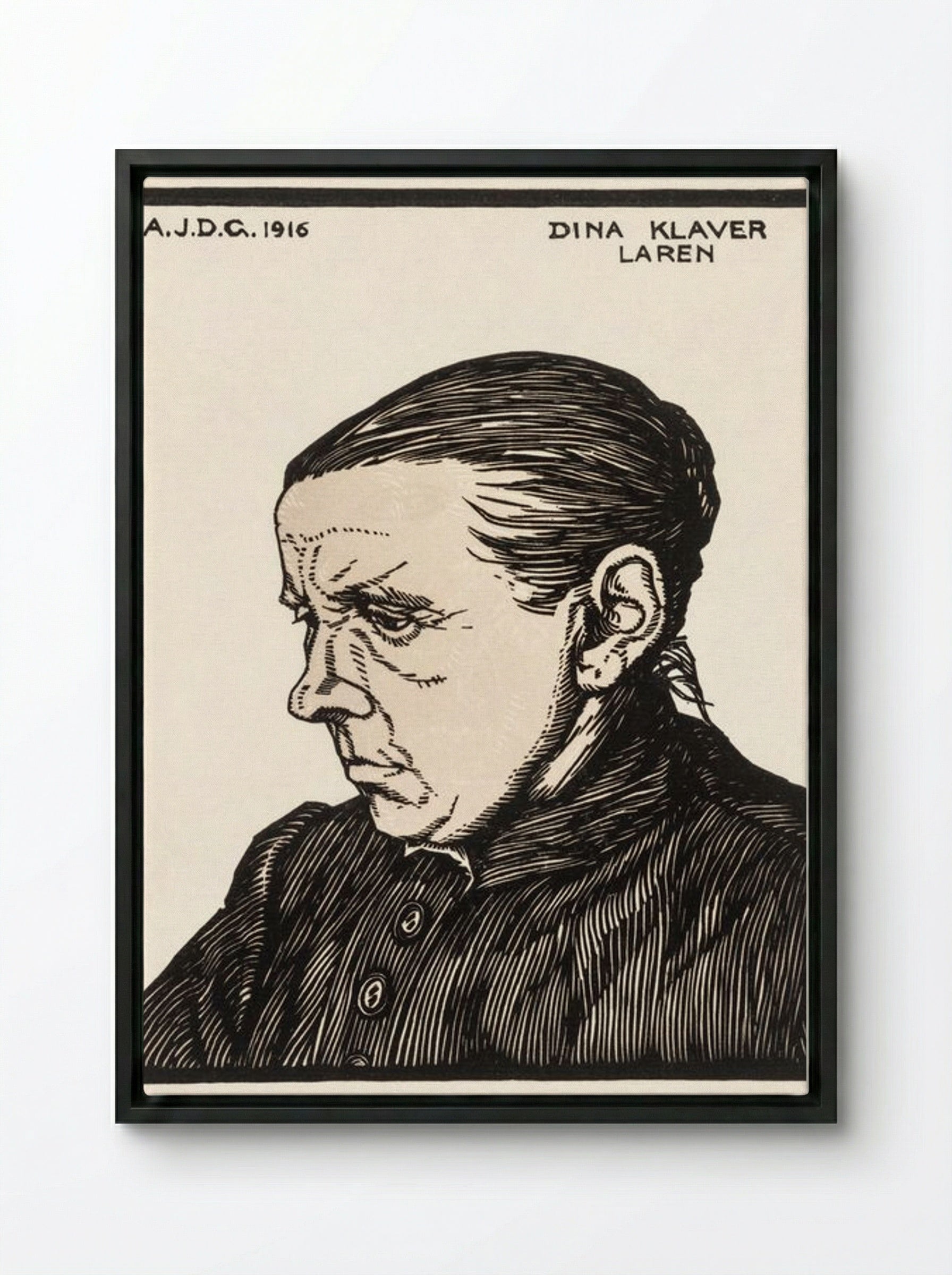 Portrait of Dina Klaver - Julie de Graag - Framed Canvas Black