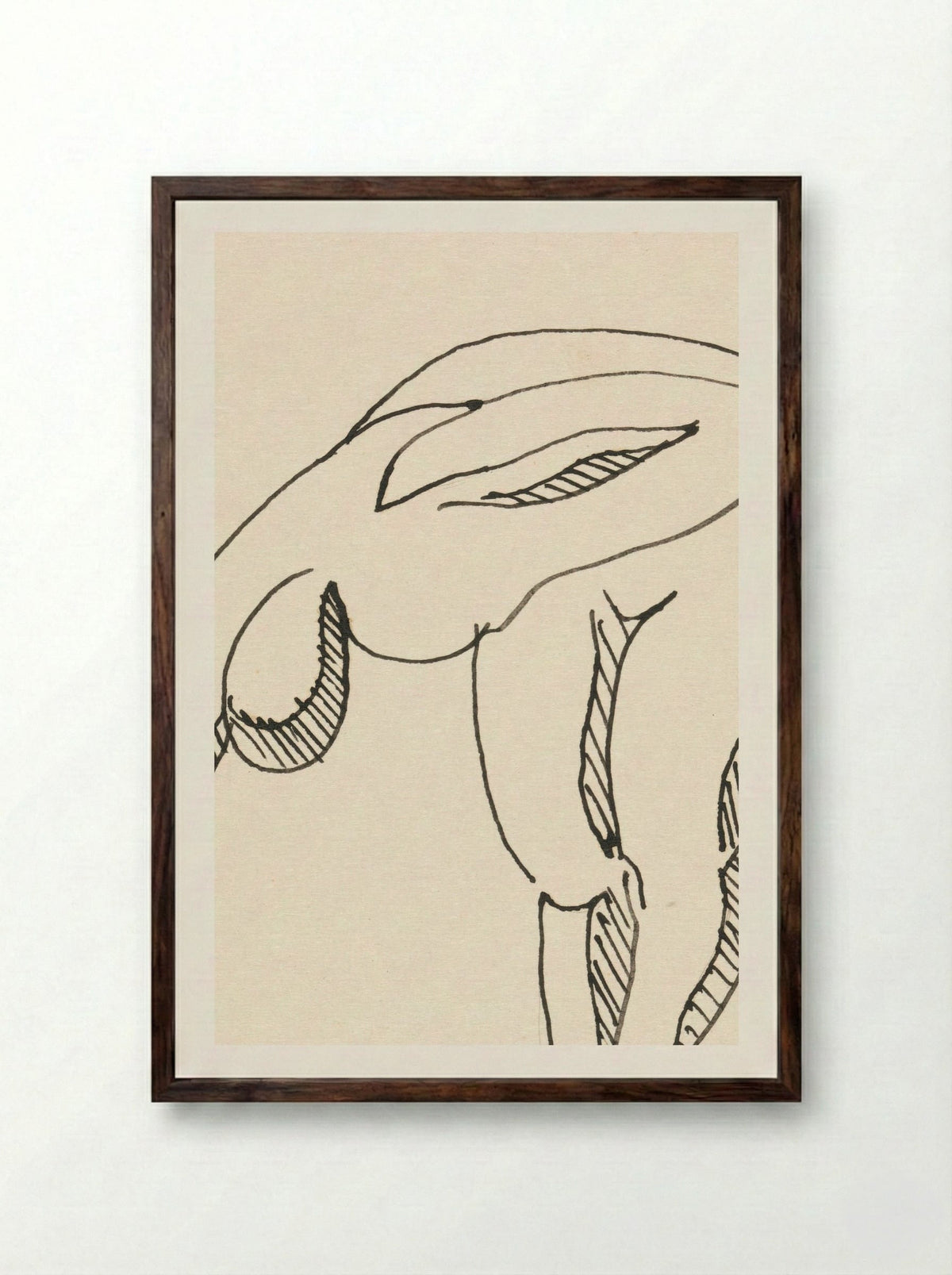 Study of a Bowing Figure - Egon Schiele - Framed Print Dark Wood