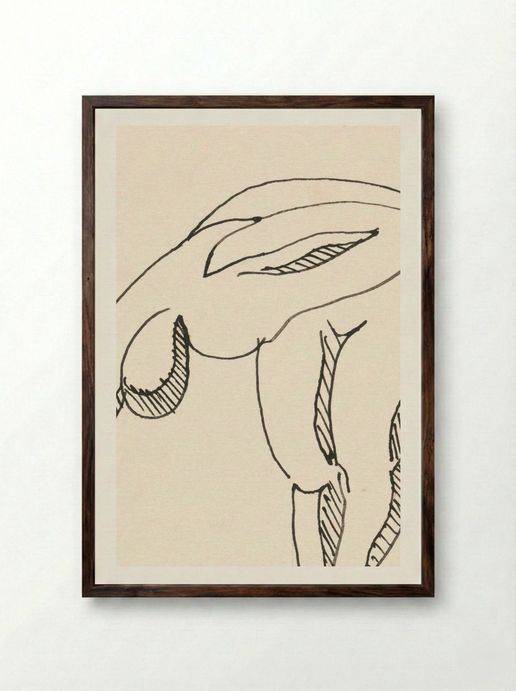 Study of a Bowing Figure - Egon Schiele - Framed Print Dark Wood