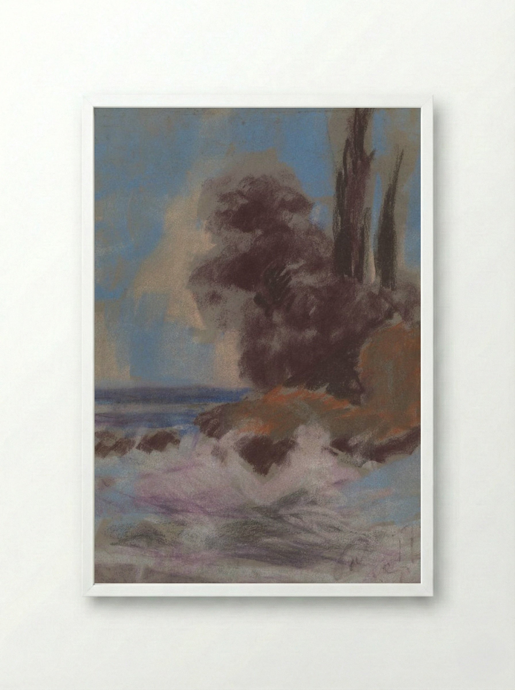 Winter River Landscape - Zolo Palugyay - Framed Print White