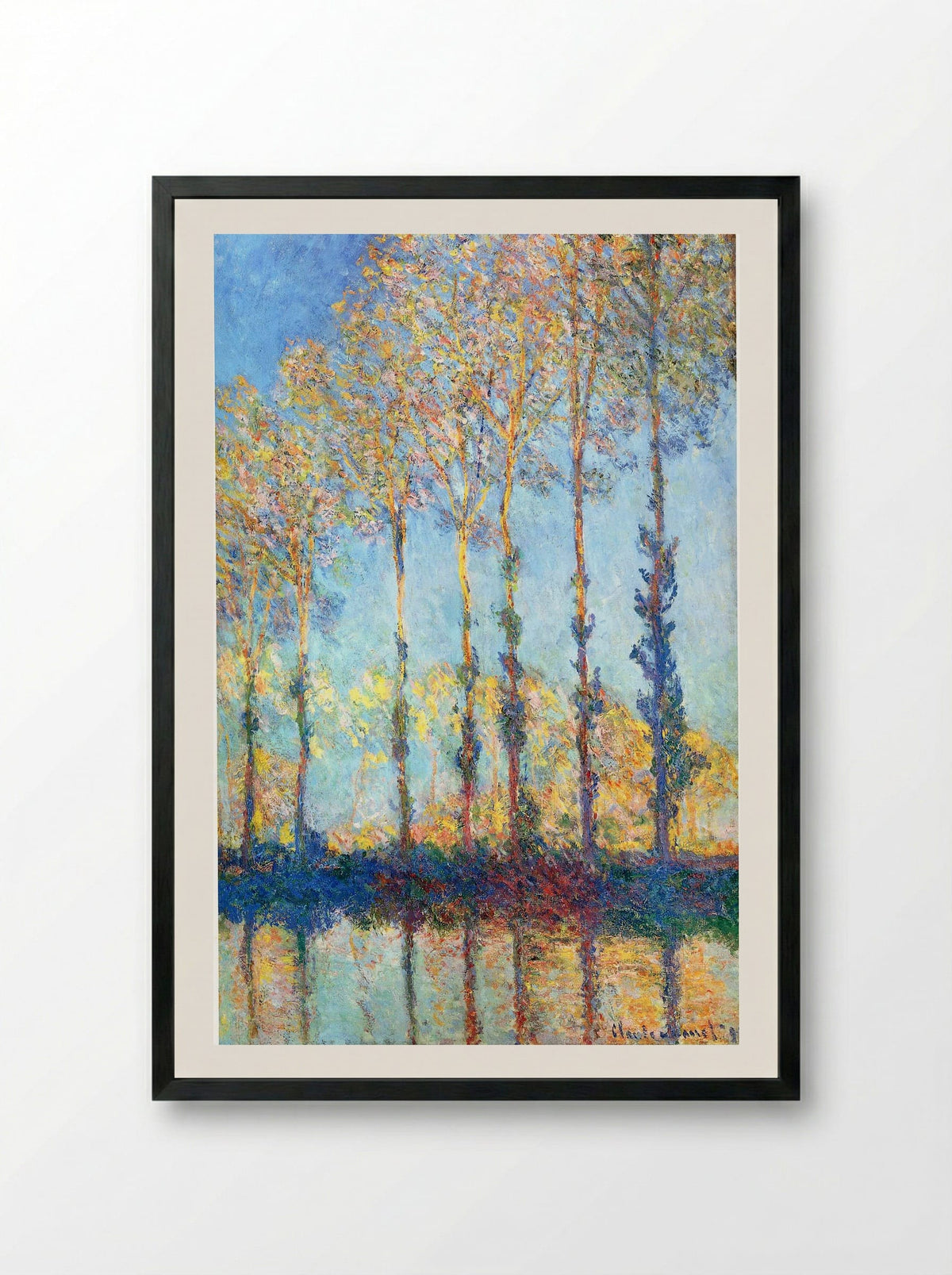 Poplars on the Banks of the Epte - Claude Monet - Framed Print Black
