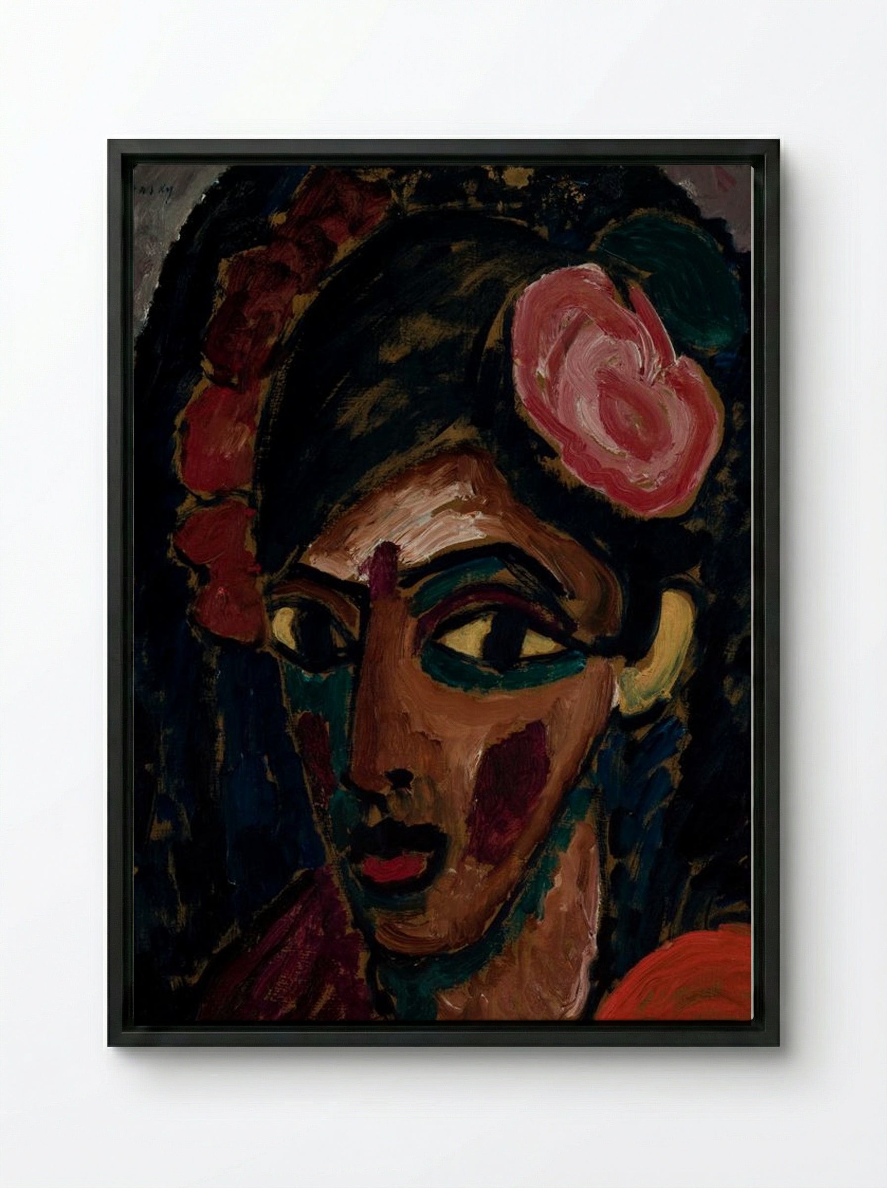Egyptian Girl - Alexej von Jawlensky - Framed Canvas Black