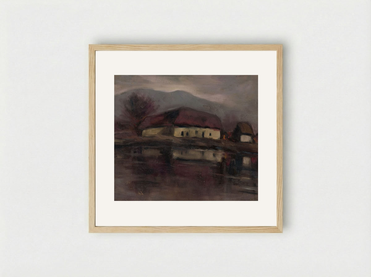 Sketch of a Landscape with a Lake - Zolo Palugyay - Framed Print Wood