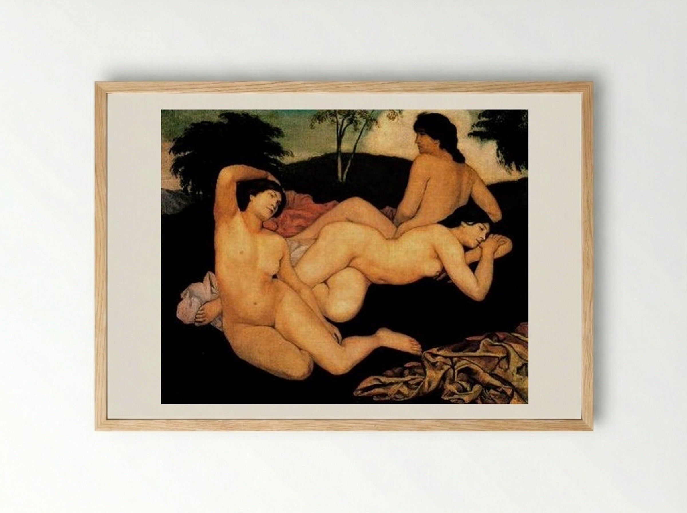 After the Bath (The Nymphs) - Émile Bernard - Framed Print Wood