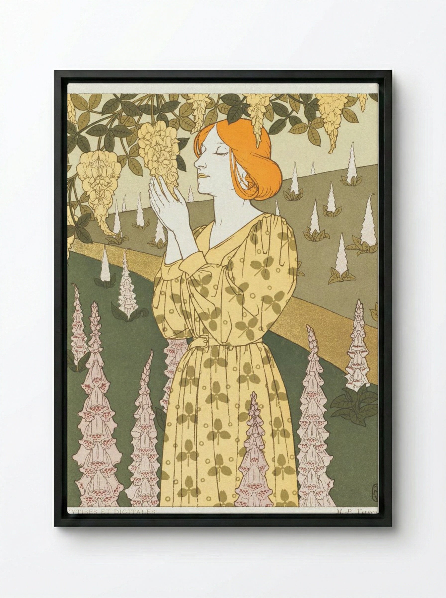 Cytises et Digitales - Maurice Pillard Verneuil - Framed Canvas Black