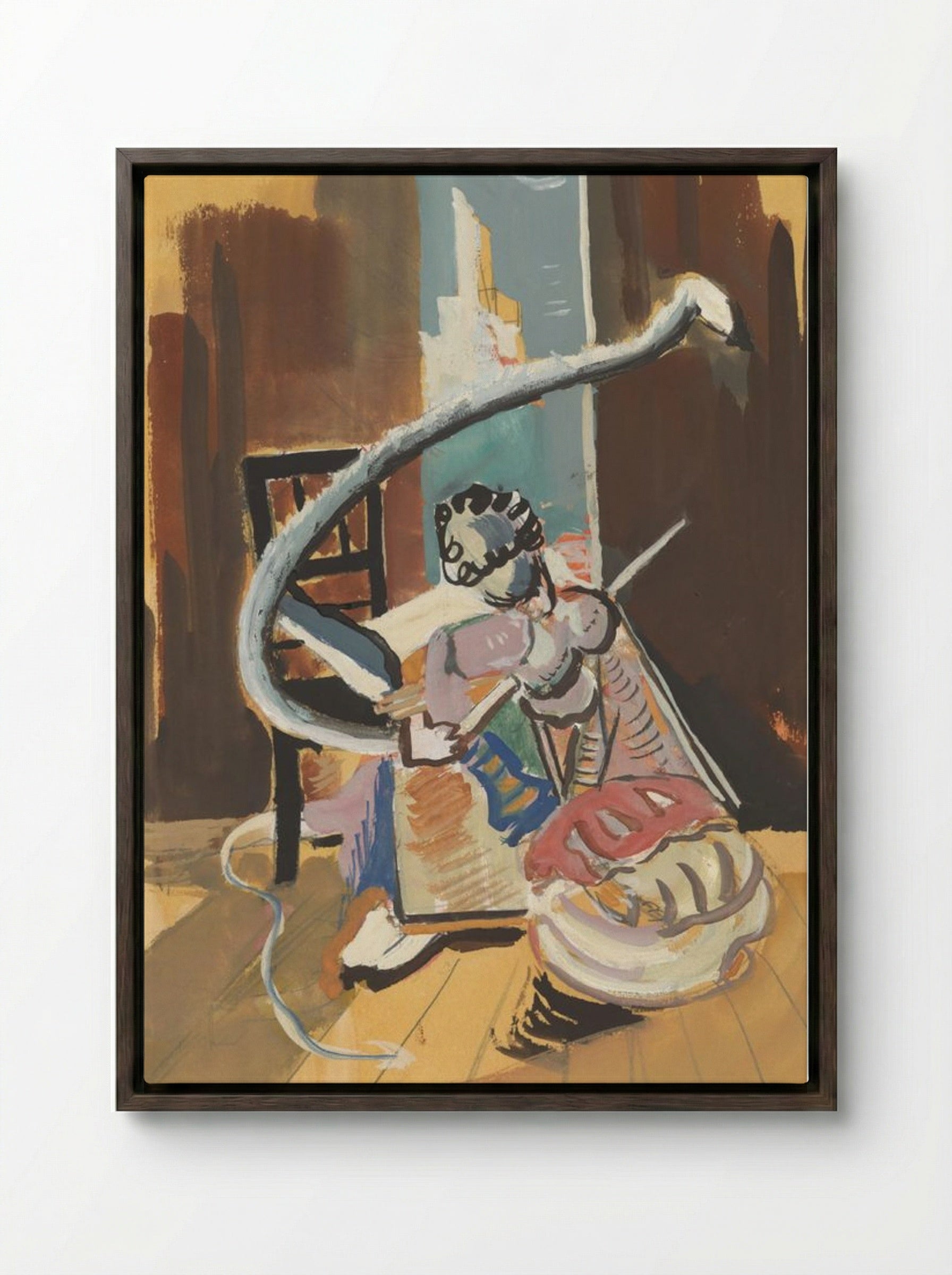 Study for Painting in a Circus Setting - Cyprián Majerník - Framed Canvas Dark Wood