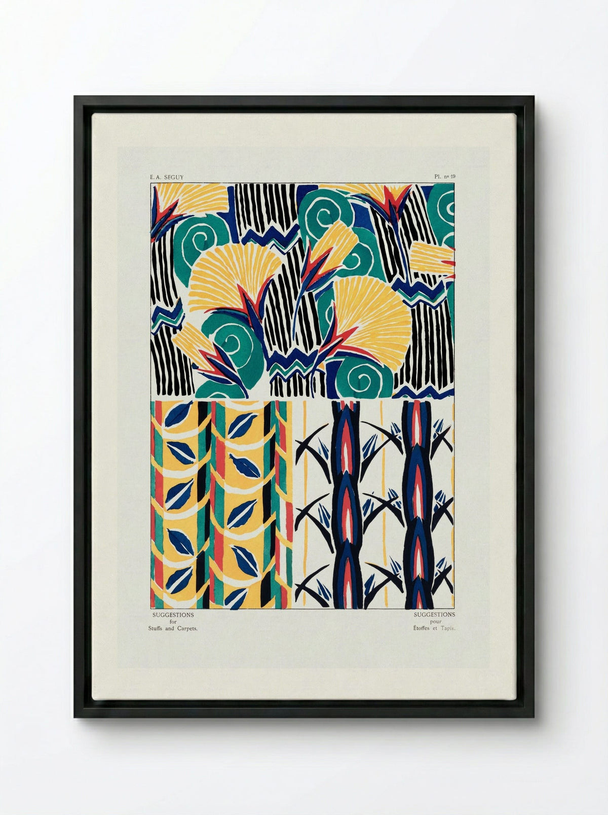 Suggestions for Stuffs and Carpets, Plate 19 - Émile-Allain Séguy - Framed Canvas Black