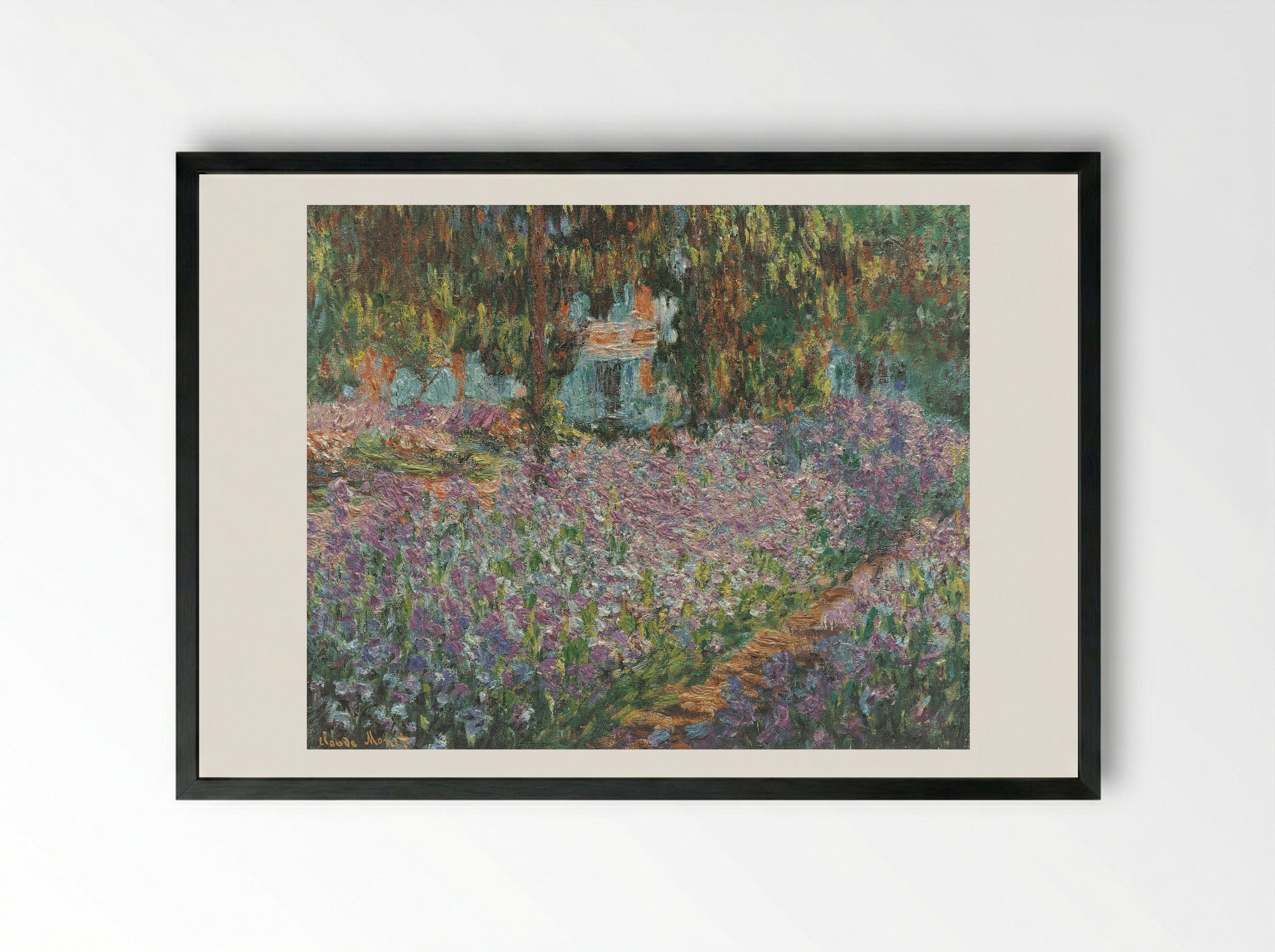 The Artist's Garden at Giverny - Claude Monet - Framed Print Black