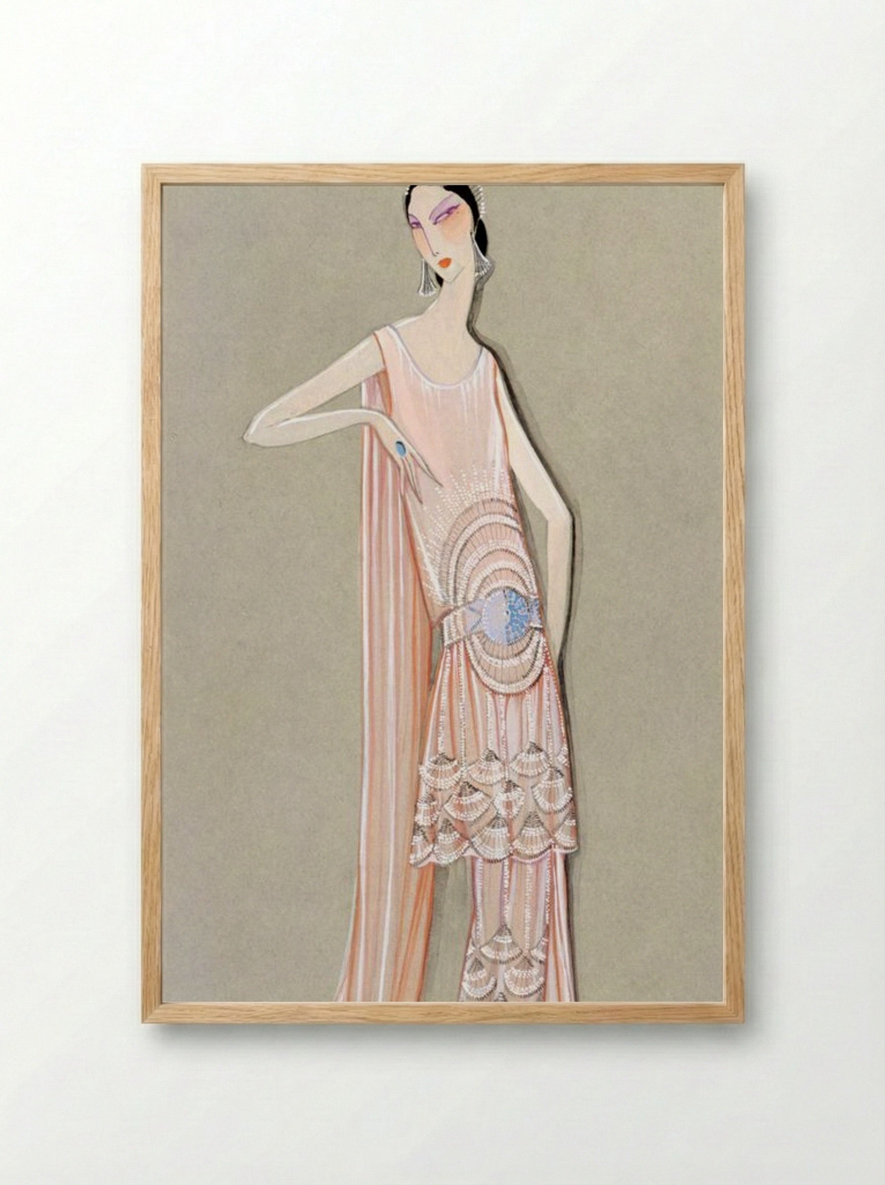 Projet de Robe, Février, La Sirène (1924) - Fine Art Print - Framed Print Wood