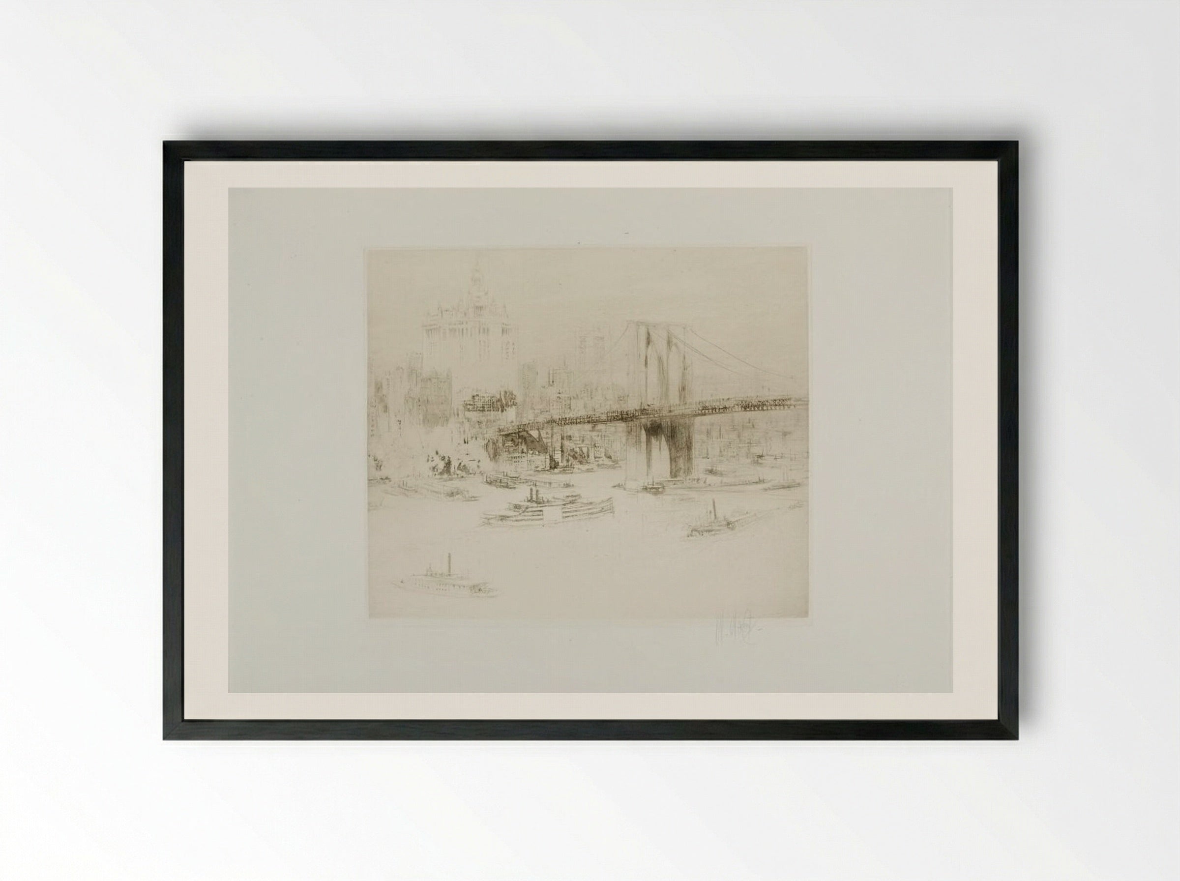 Brooklyn Bridge - William Walcot - Framed Print Black