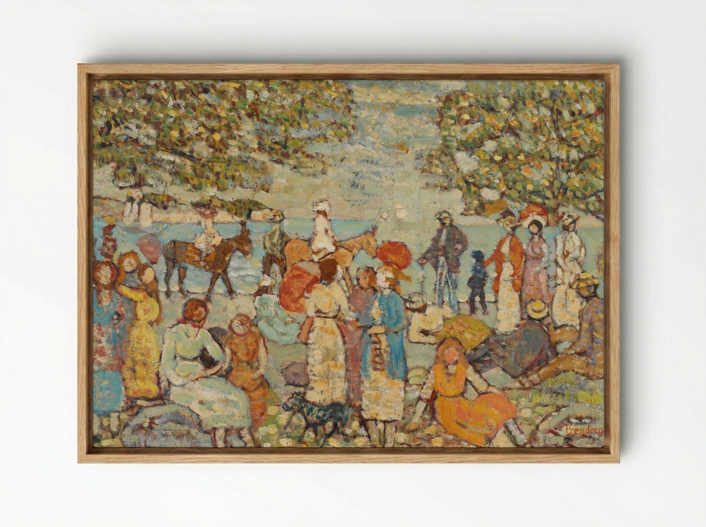 Beach Scene with Donkeys or Mules - Maurice Brazil Prendergast - Framed Canvas Wood
