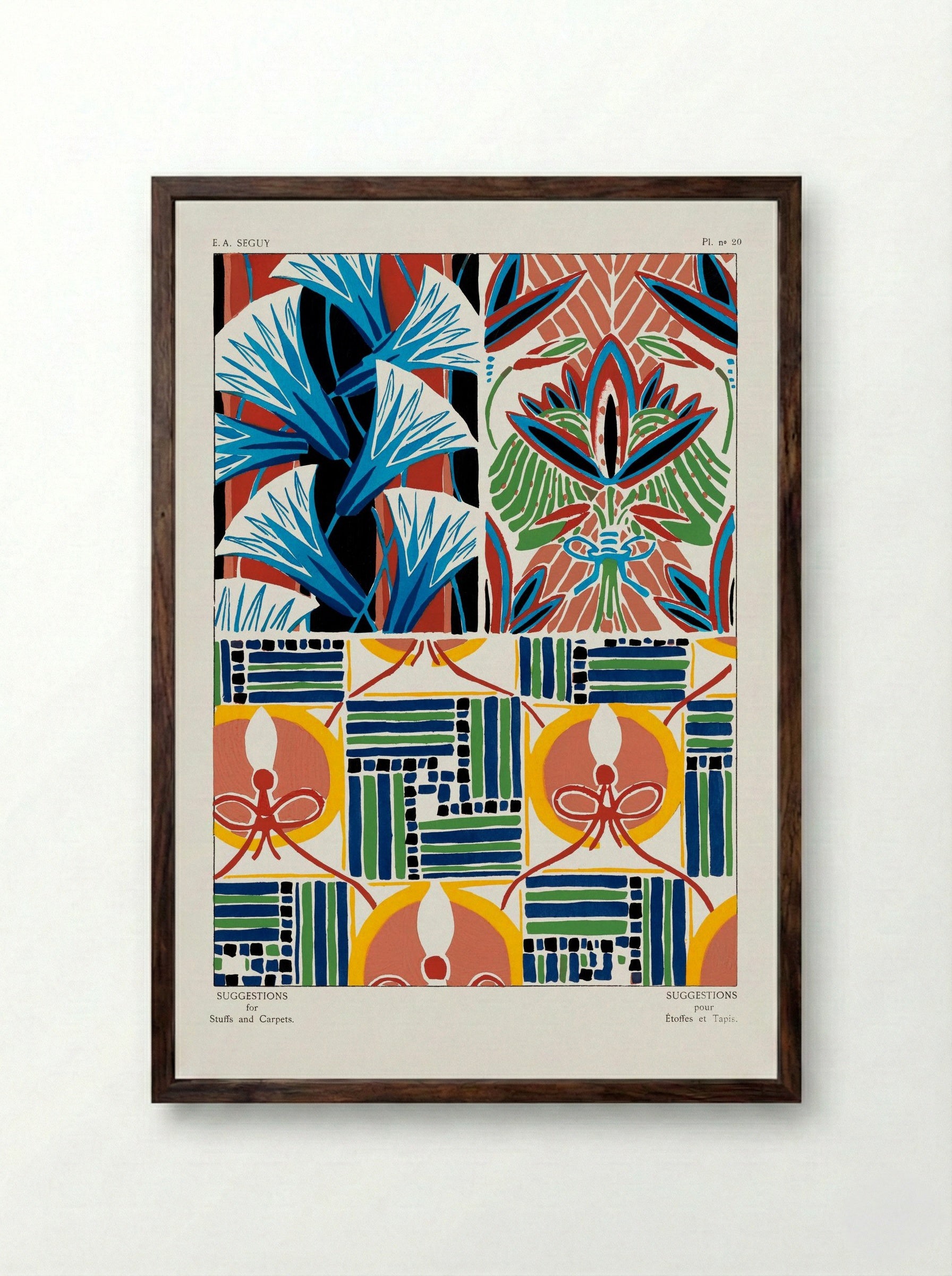 Floral Pattern No. 20 (Textile Design) - Émile-Allain Séguy - Framed Print Dark Wood