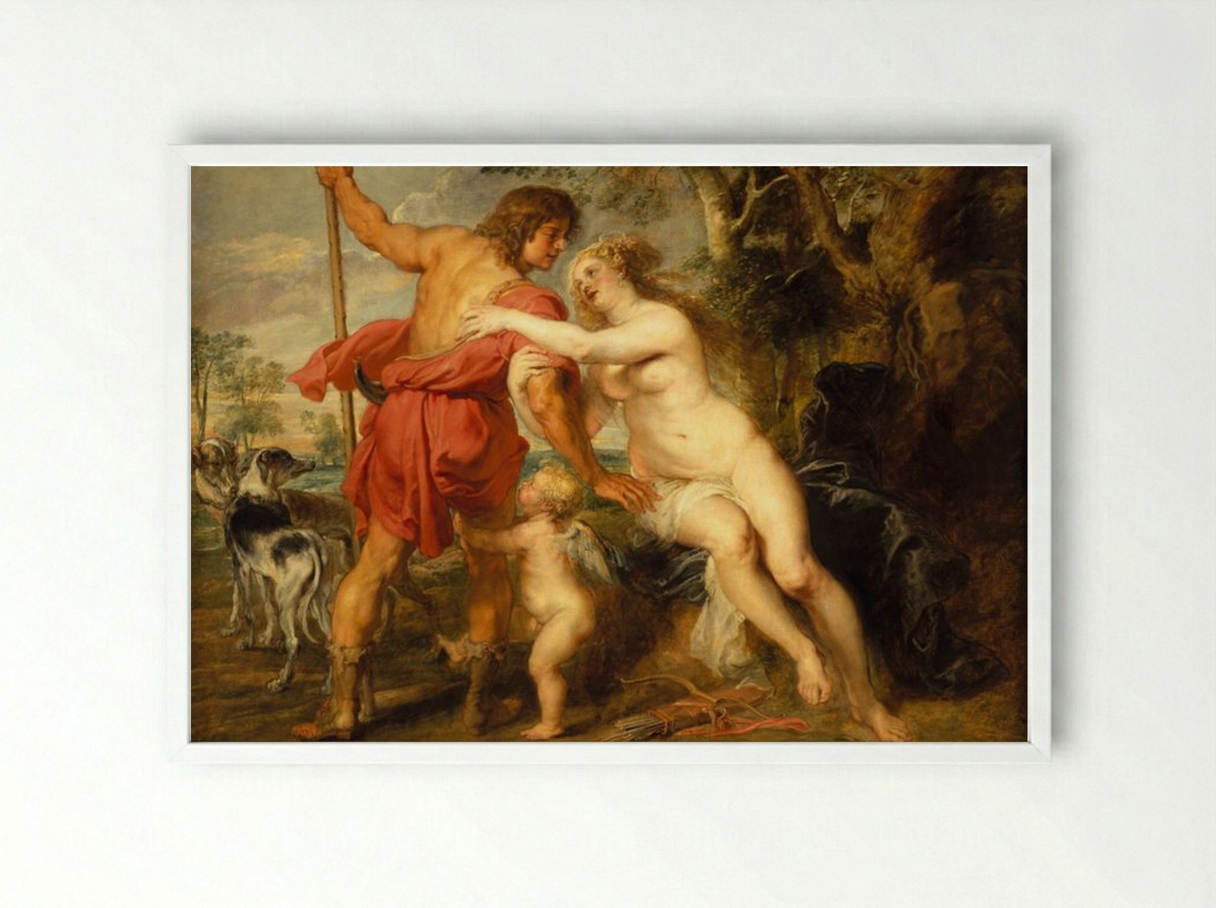 Venus and Adonis - Peter Paul Rubens - Framed Print White