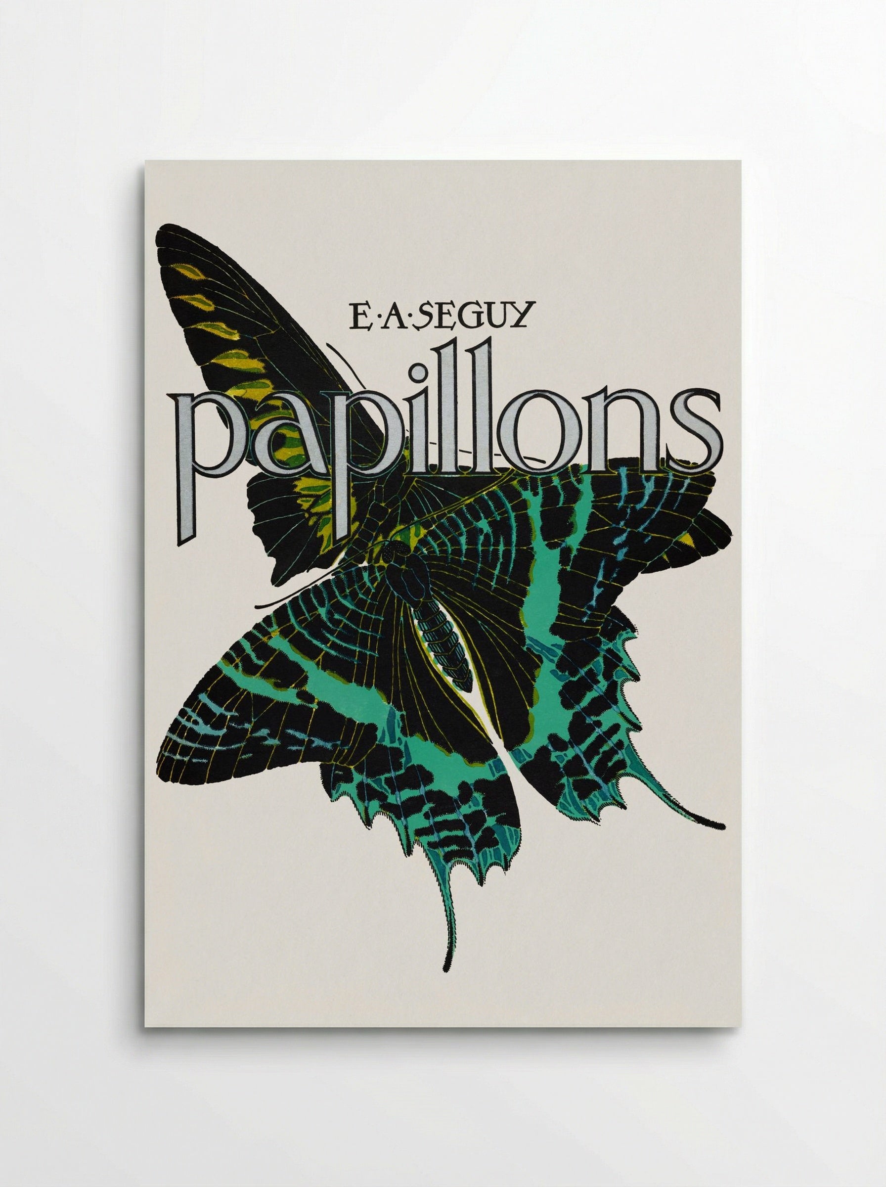Papillons, Plate No. 1 (Teal and Black Butterfly) - Émile-Allain Séguy - Poster