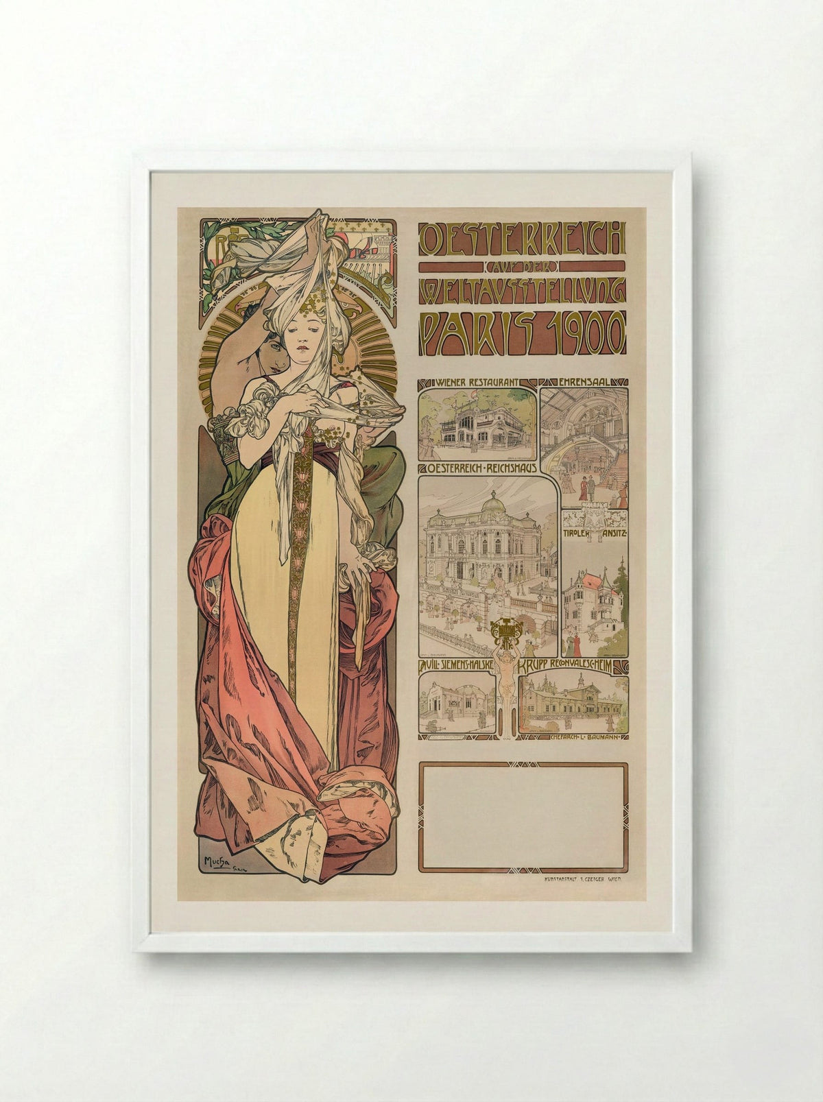 Austria at the Exposition Universelle, Paris 1900 - Alphonse Mucha - Framed Print White