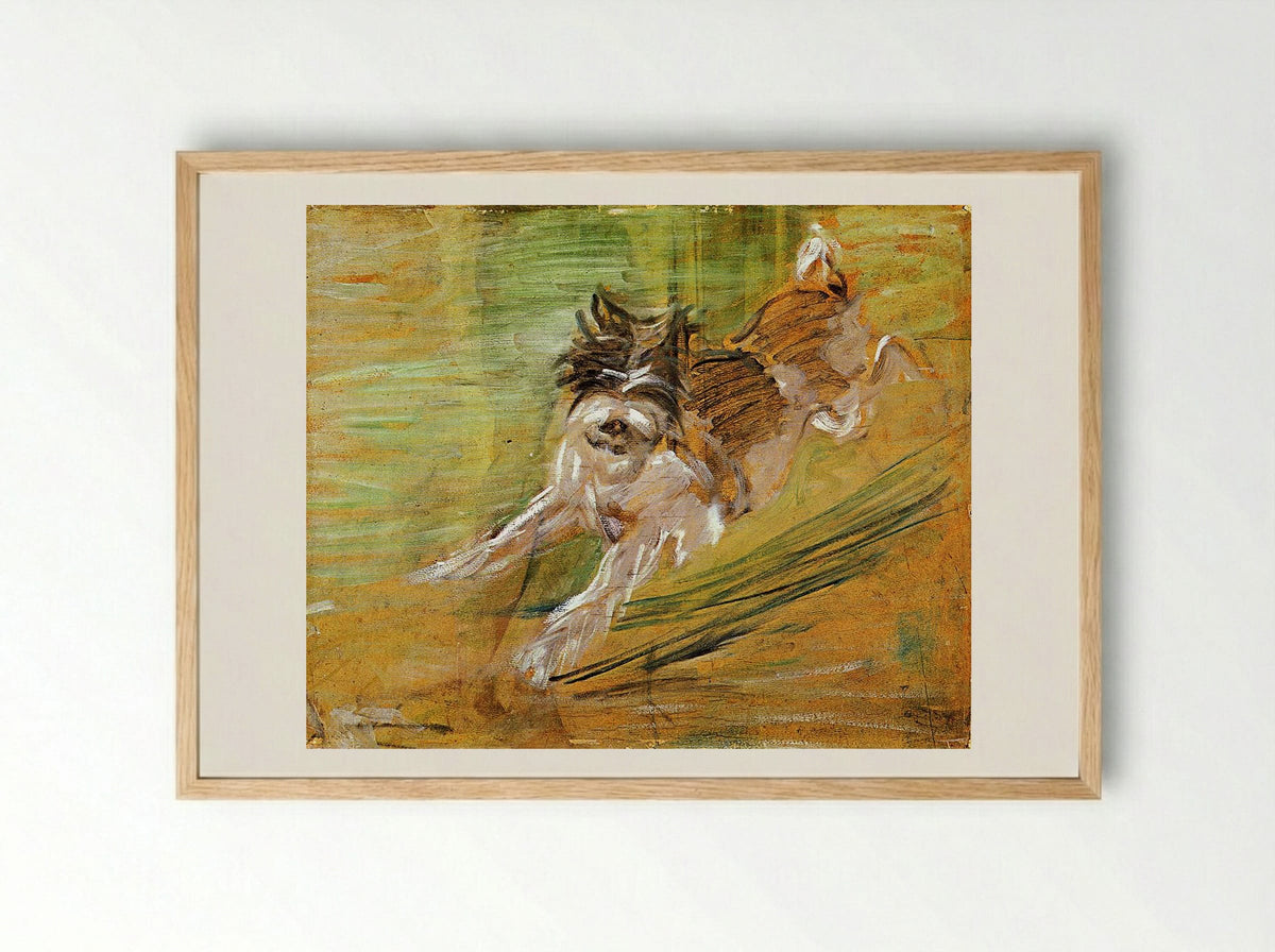 Jumping Dog - Wilhelm Schlick - Framed Print Wood