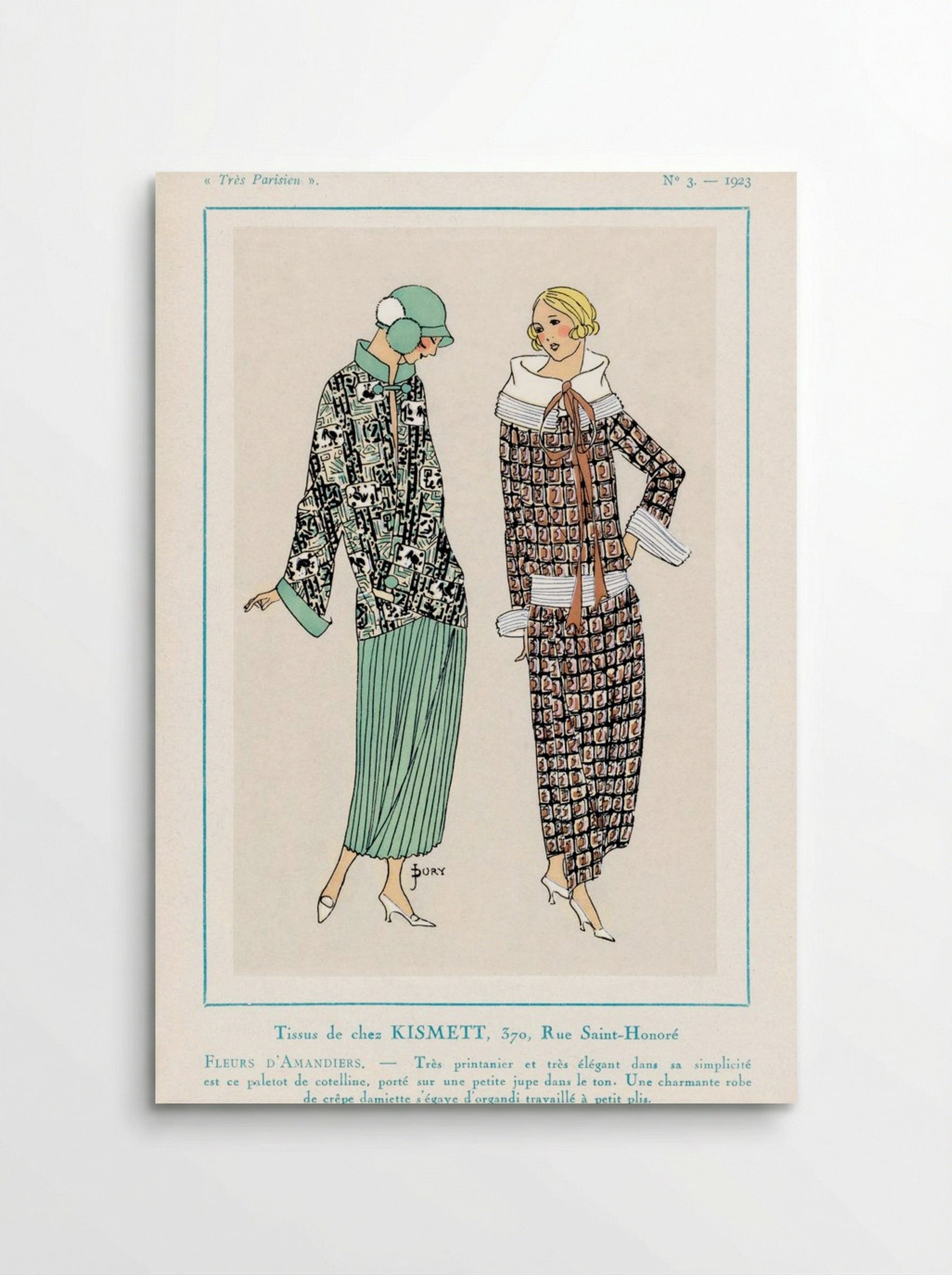 Fashion Illustration for Tissus de Chez Kismett (Très Parisien) - Fine Art Print - Poster