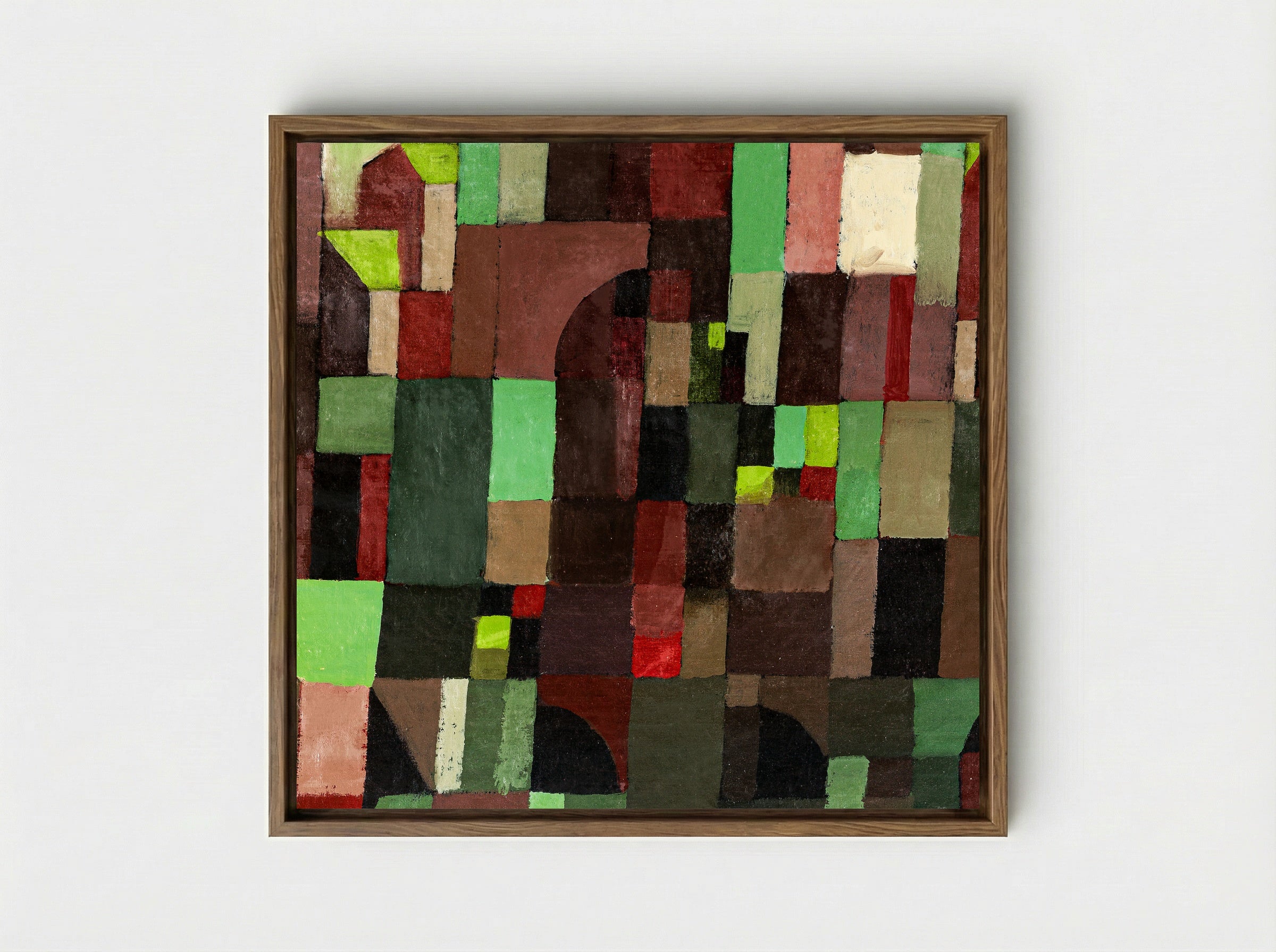 Red and Green Architecture - Paul Klee - Framed Canvas Wood