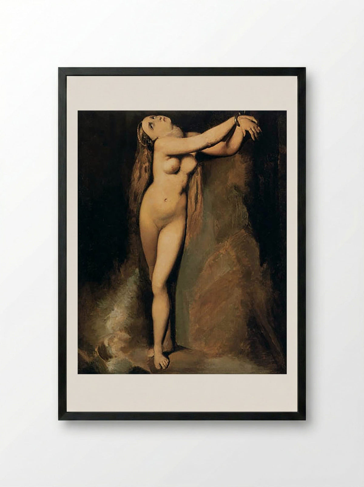 Angelica Saved by Ruggiero - Jean-Auguste-Dominique Ingres - Framed Print Black