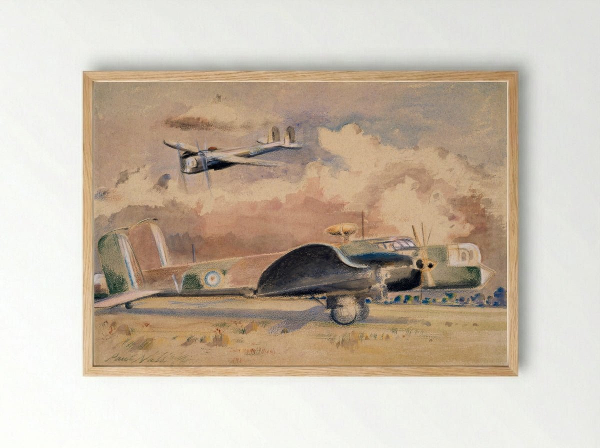 Whitley Bombers Sunning - Paul Nash - Framed Print Wood