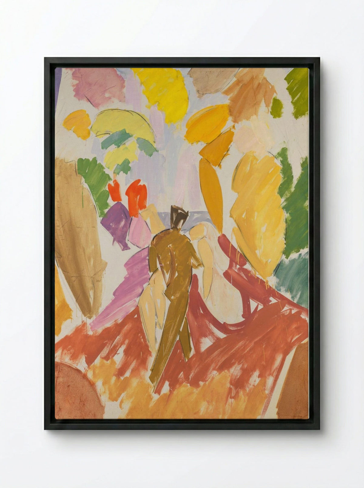 Faun and Nymph - Edvard Weie - Framed Canvas Black