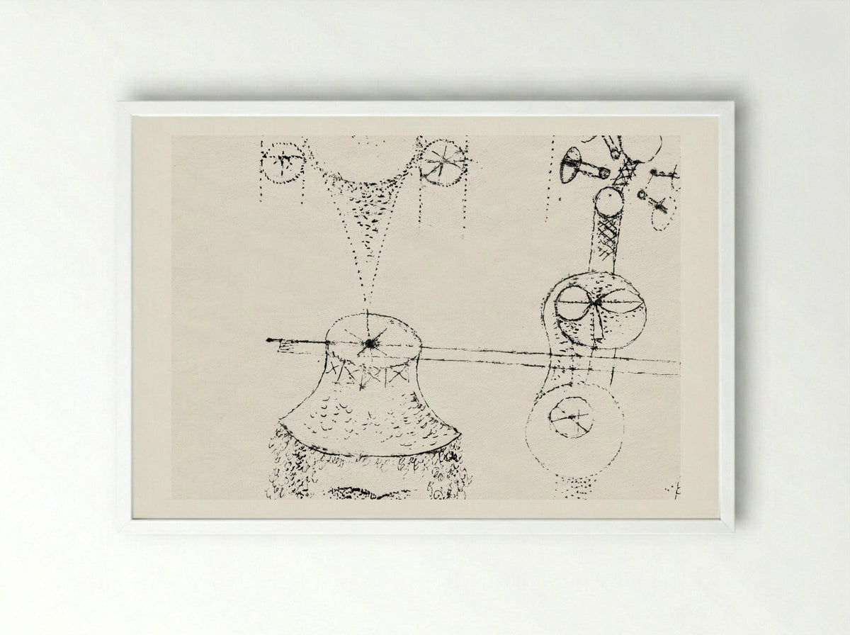 In Memory of an All-Girl Band - Paul Klee - Framed Print White