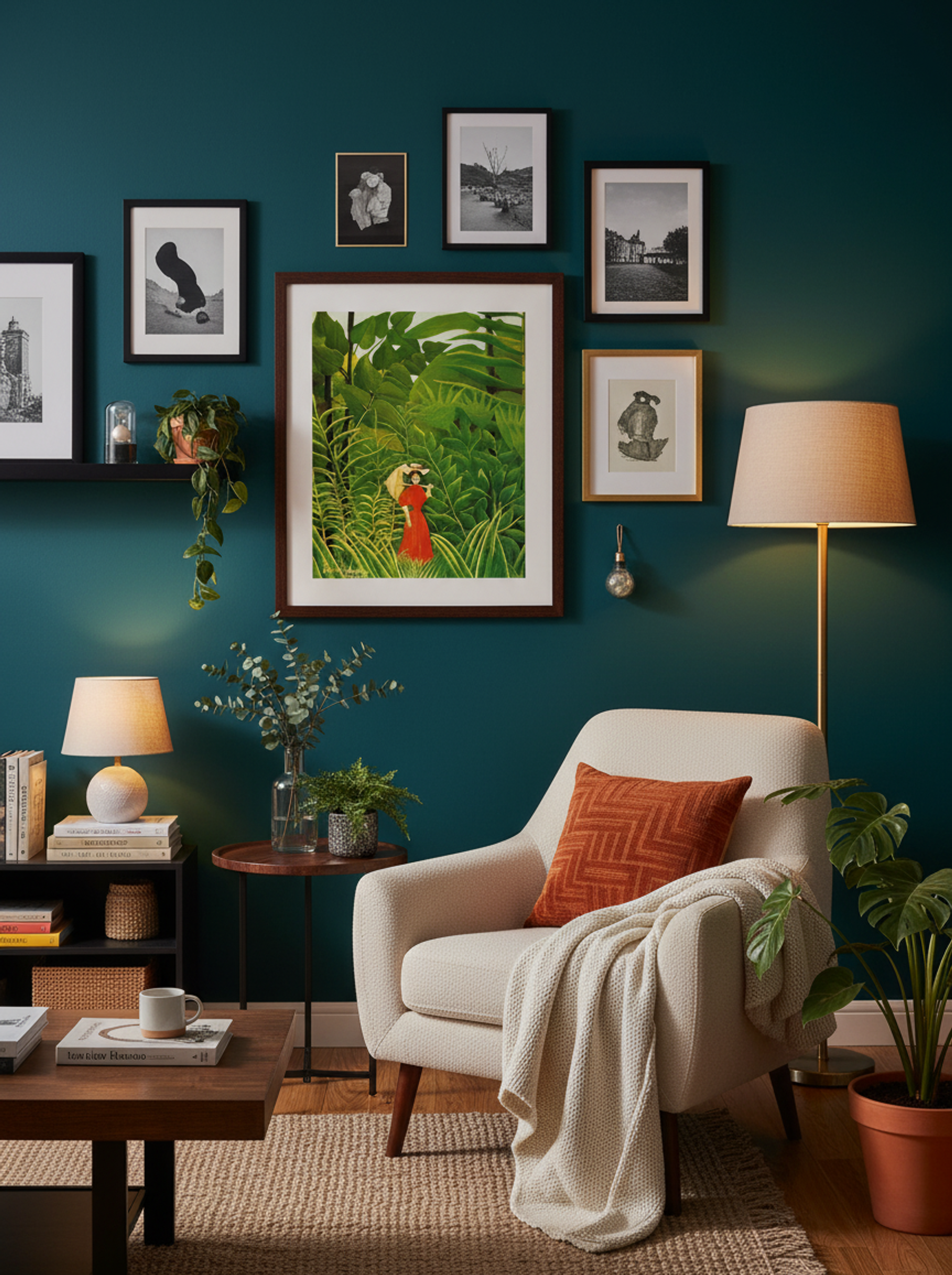 Woman in Red in the Forest by Henri Rousseau – Naïve Art Figurative Jungle Print - Lifestyle
