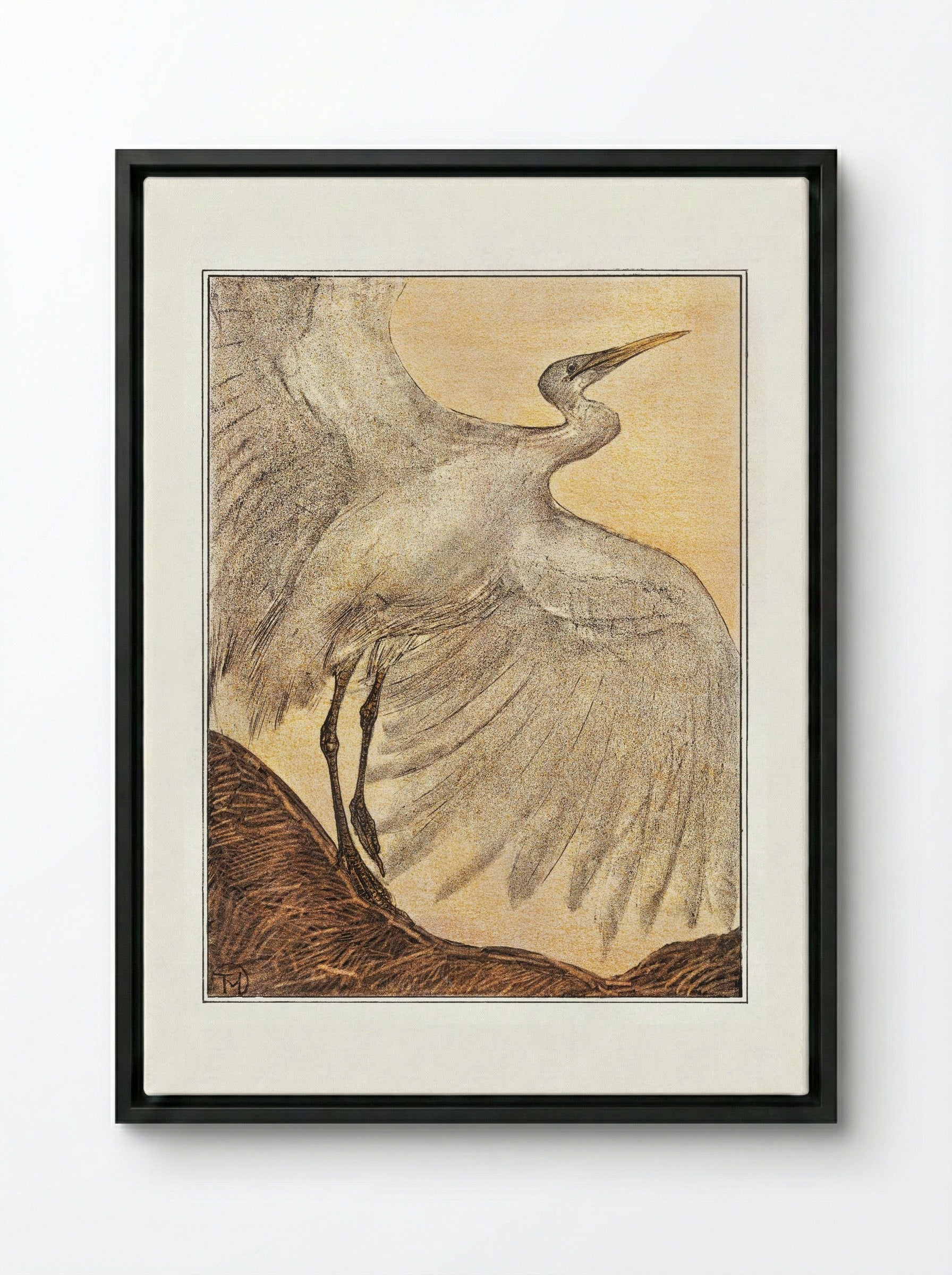 Zilverreiger (Heron) - Theo van Hoytema - Framed Canvas Black