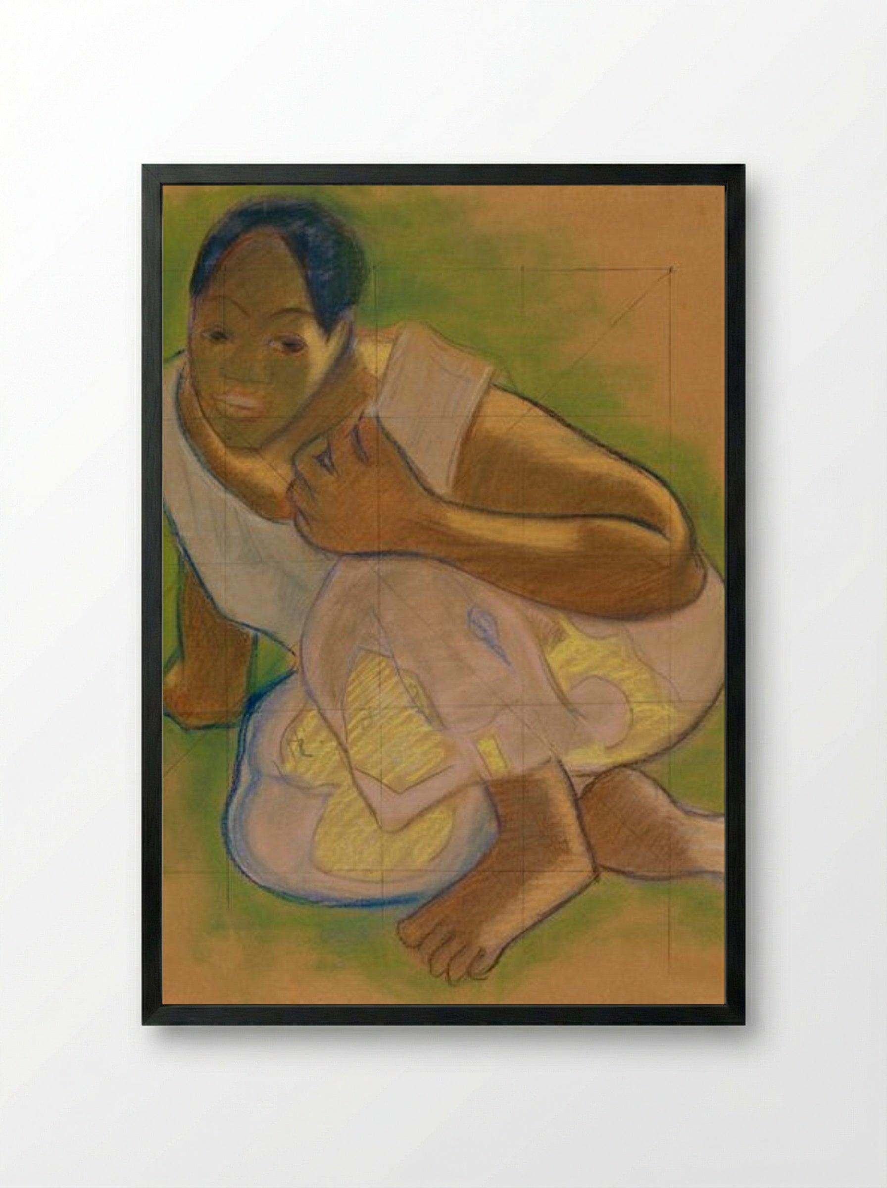 Study for 'Nafea faa ipoipo (When Will You Marry?)' - Paul Gauguin - Framed Print Black