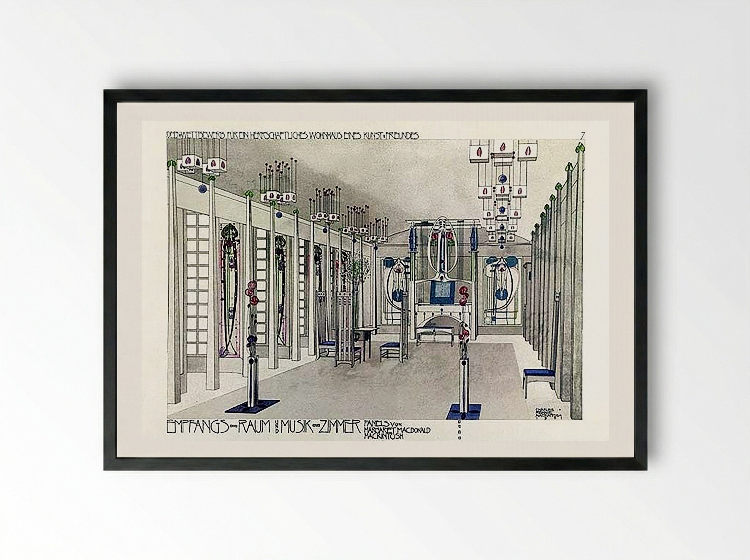 Music Room Interior Design - Charles Rennie Mackintosh - Framed Print Black