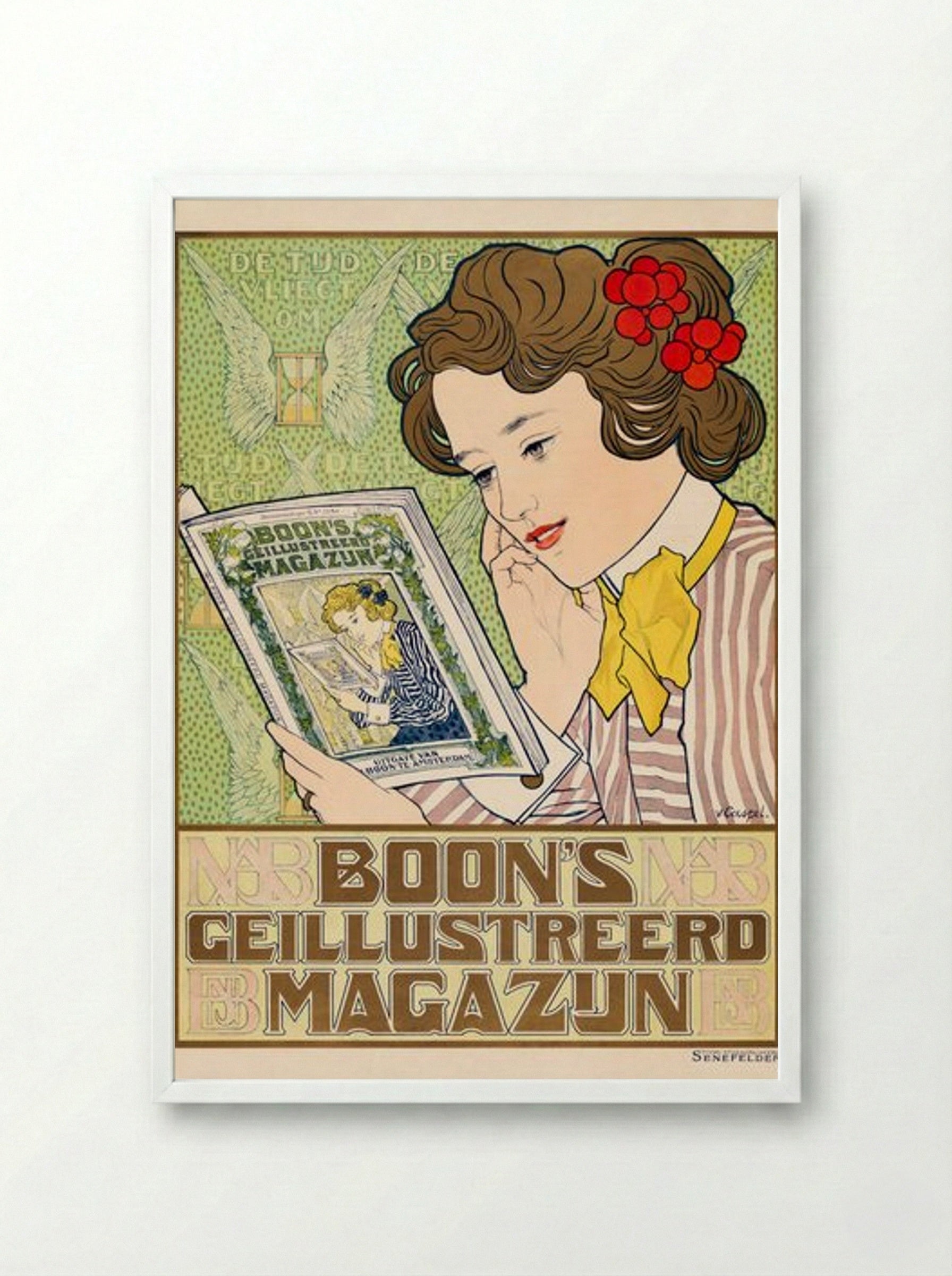 Affiche voor Boon's Geïllustreerd Magazijn - Johann Georg van Caspel - Framed Print White