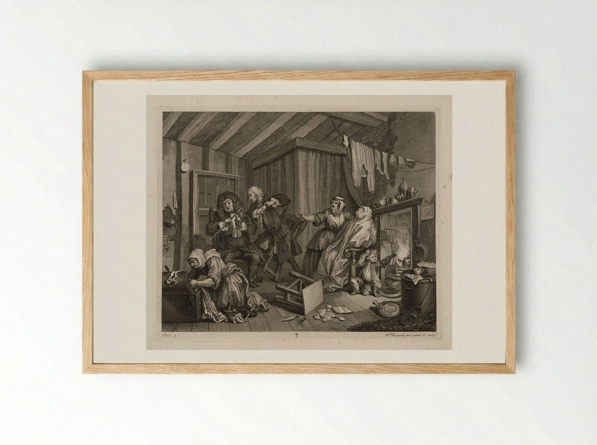 Quack Doctors Visit the Diseased Harlot - William Hogarth - Framed Print Wood