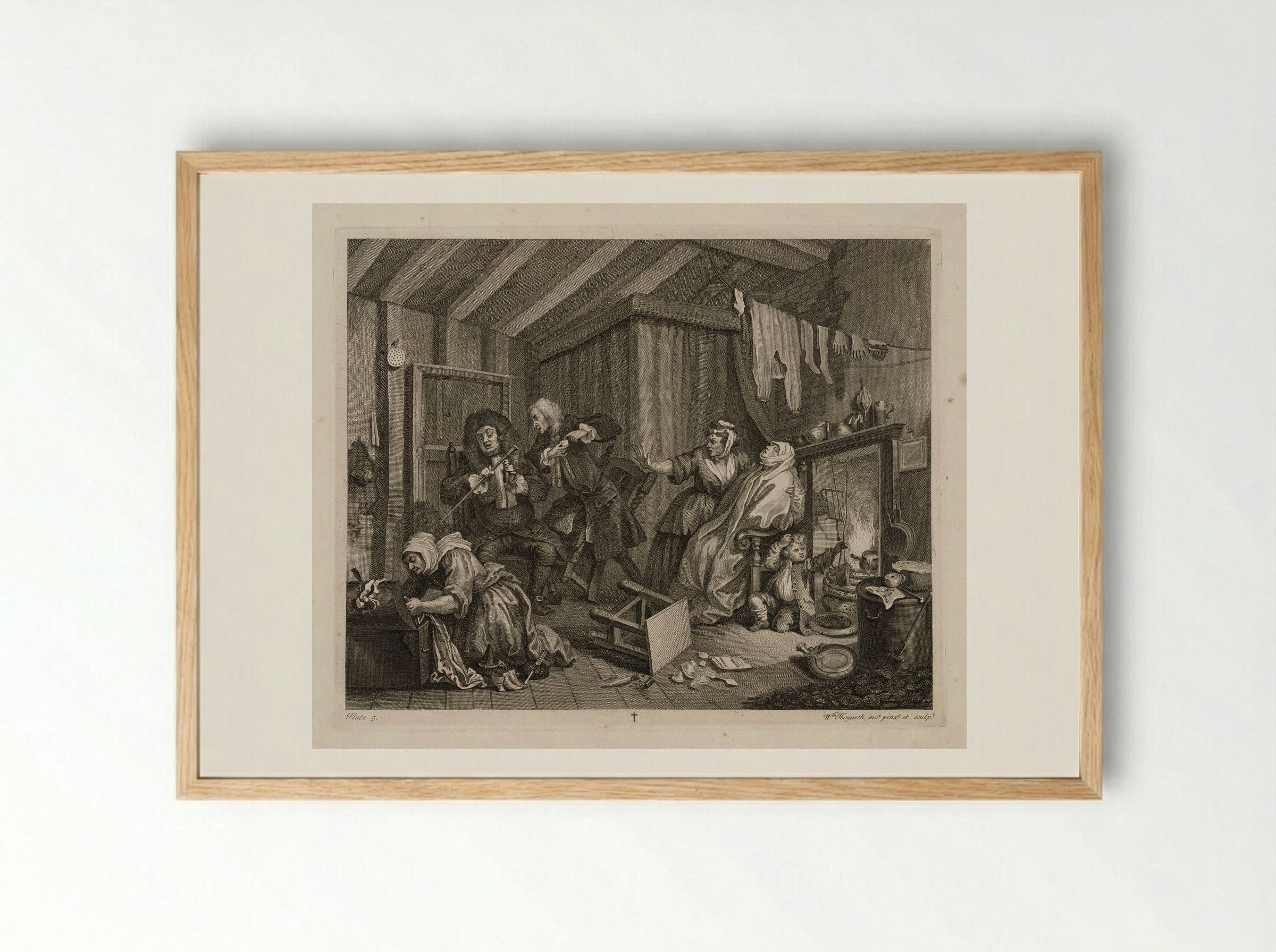 Quack Doctors Visit the Diseased Harlot - William Hogarth - Framed Print Wood