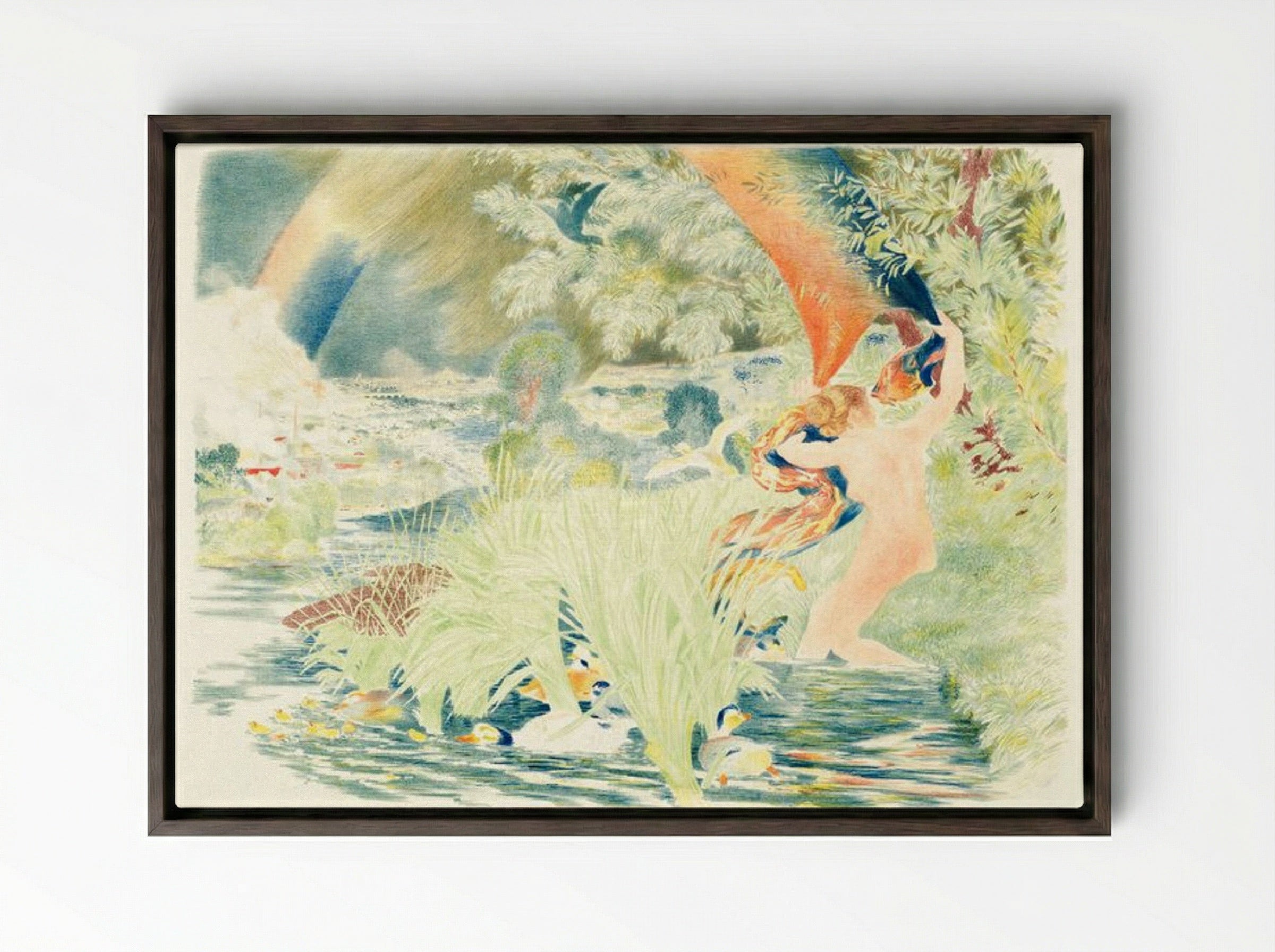 The Rainbow - Félix Bracquemond - Framed Canvas Dark Wood