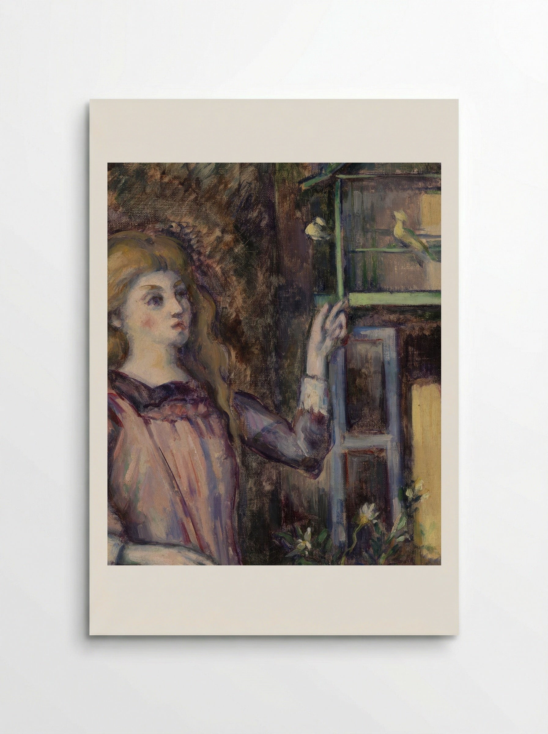 Girl with a Birdcage - Paul Cézanne - Poster