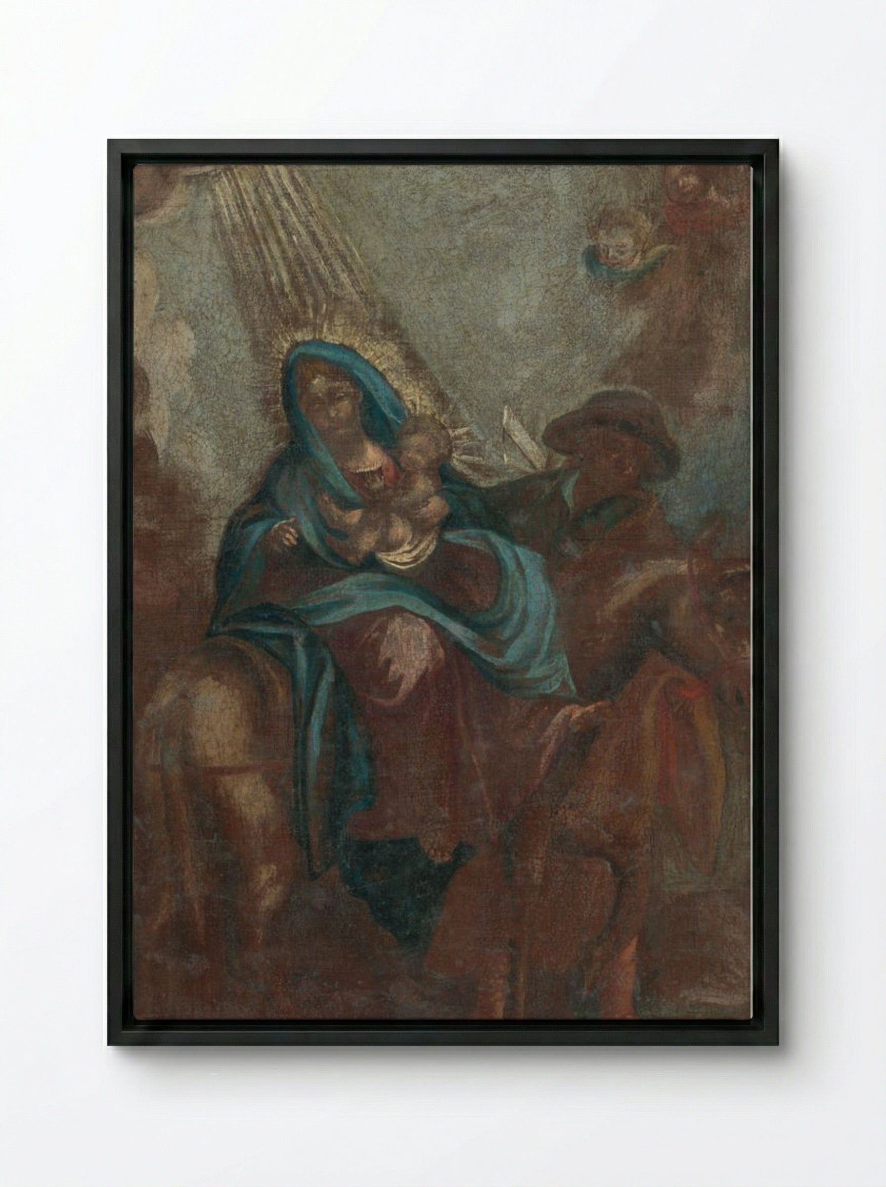 The Flight into Egypt - Fine Art Print - Framed Canvas Black