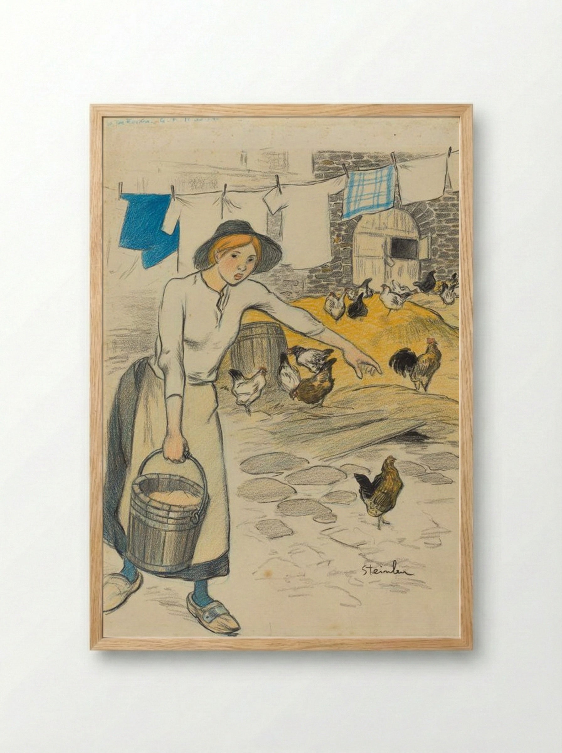 Fille de Ferme - Théophile Alexandre Steinlen - Framed Print Wood