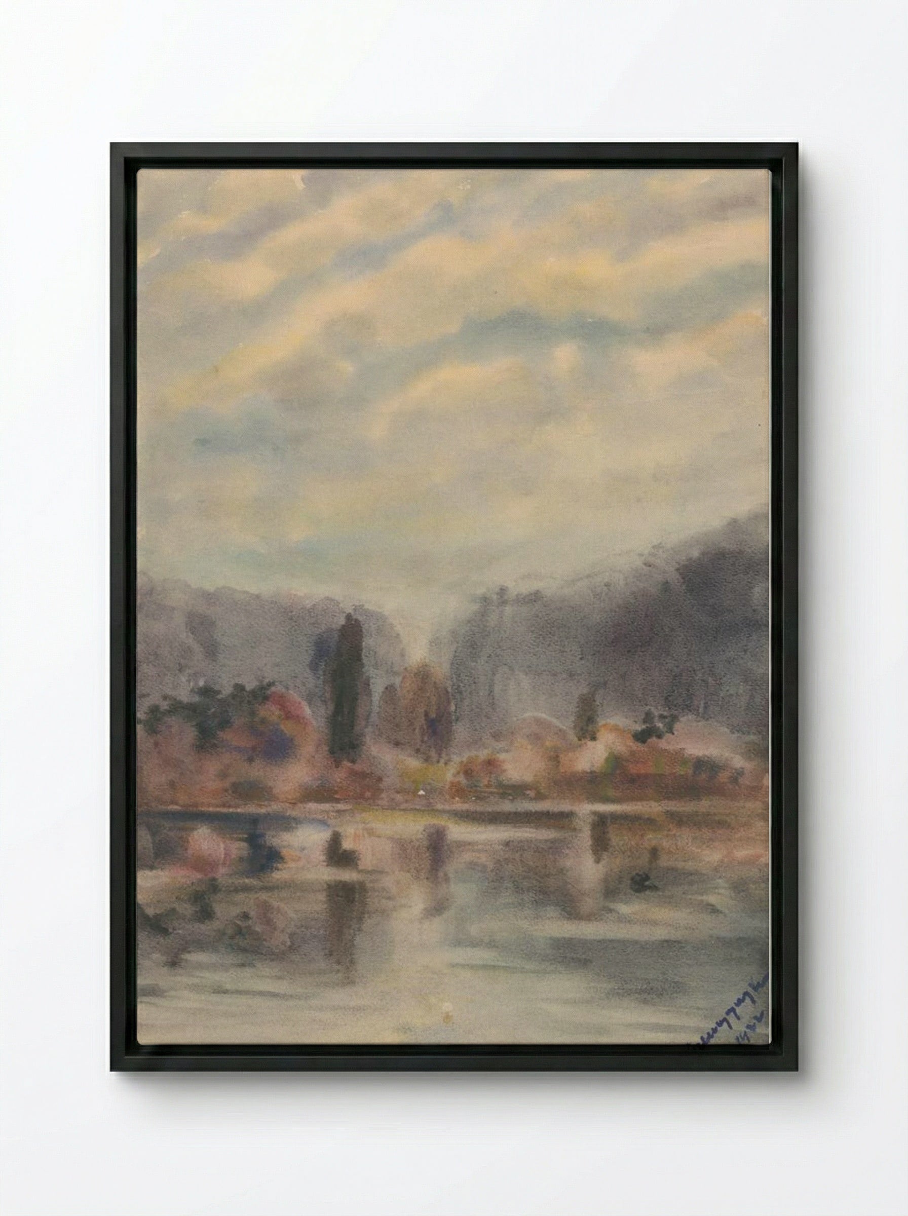Twilight at a Pond - Zolo Palugyay - Framed Canvas Black