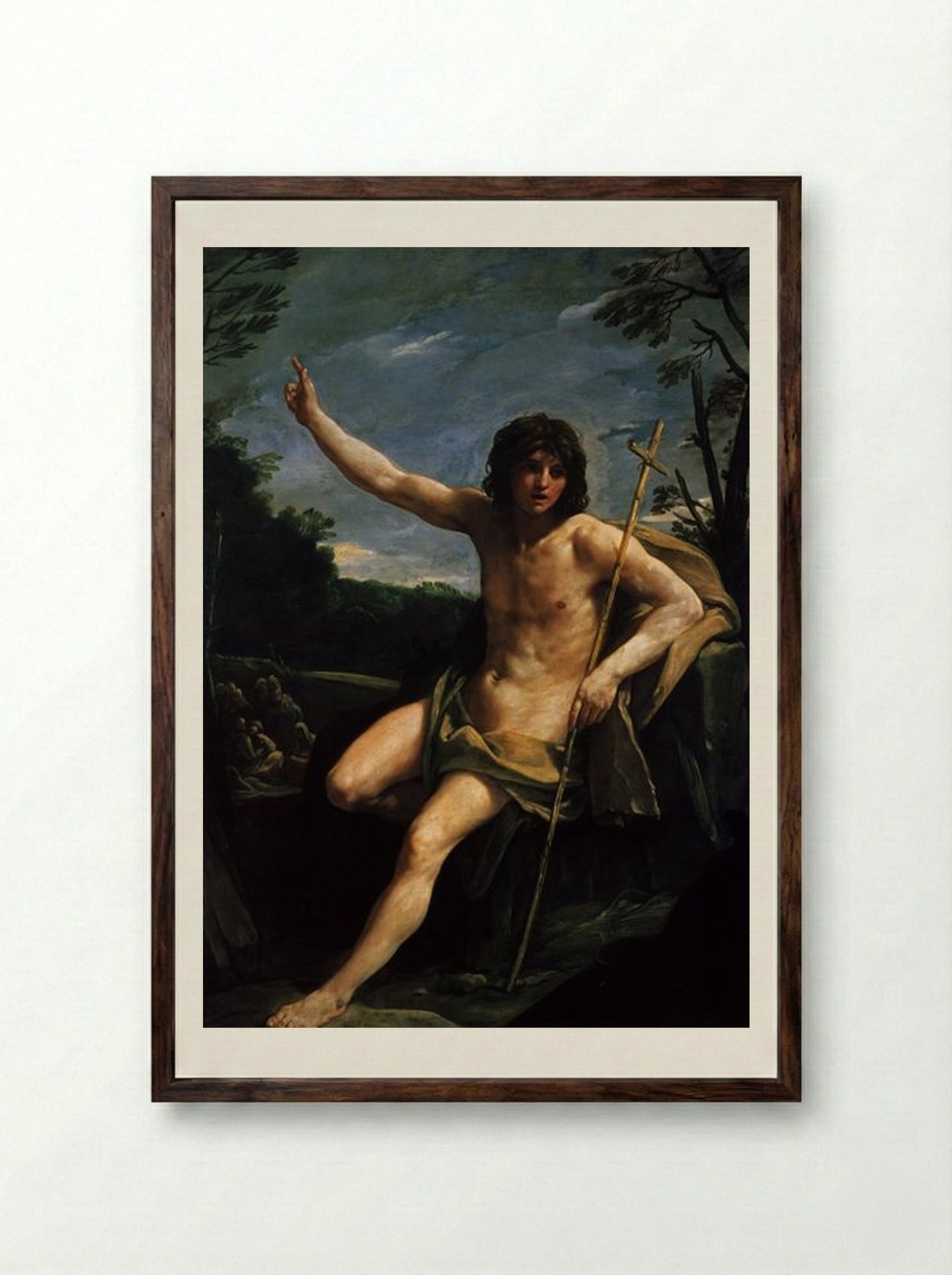 Saint John the Baptist in the Wilderness - Guido Reni - Framed Print Dark Wood