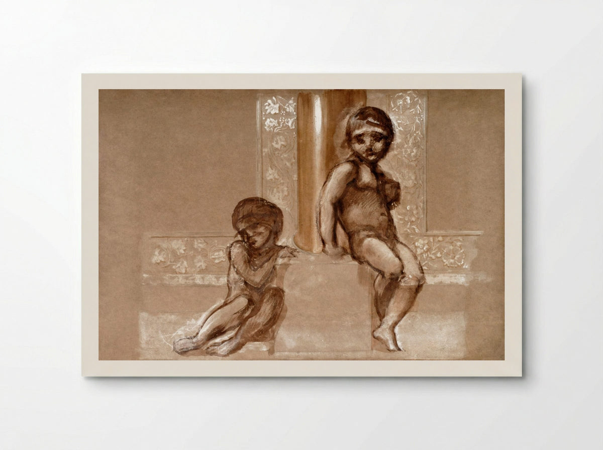 Study of Two Putti for 'The Troy Triptych' - Edward Burne-Jones - Poster