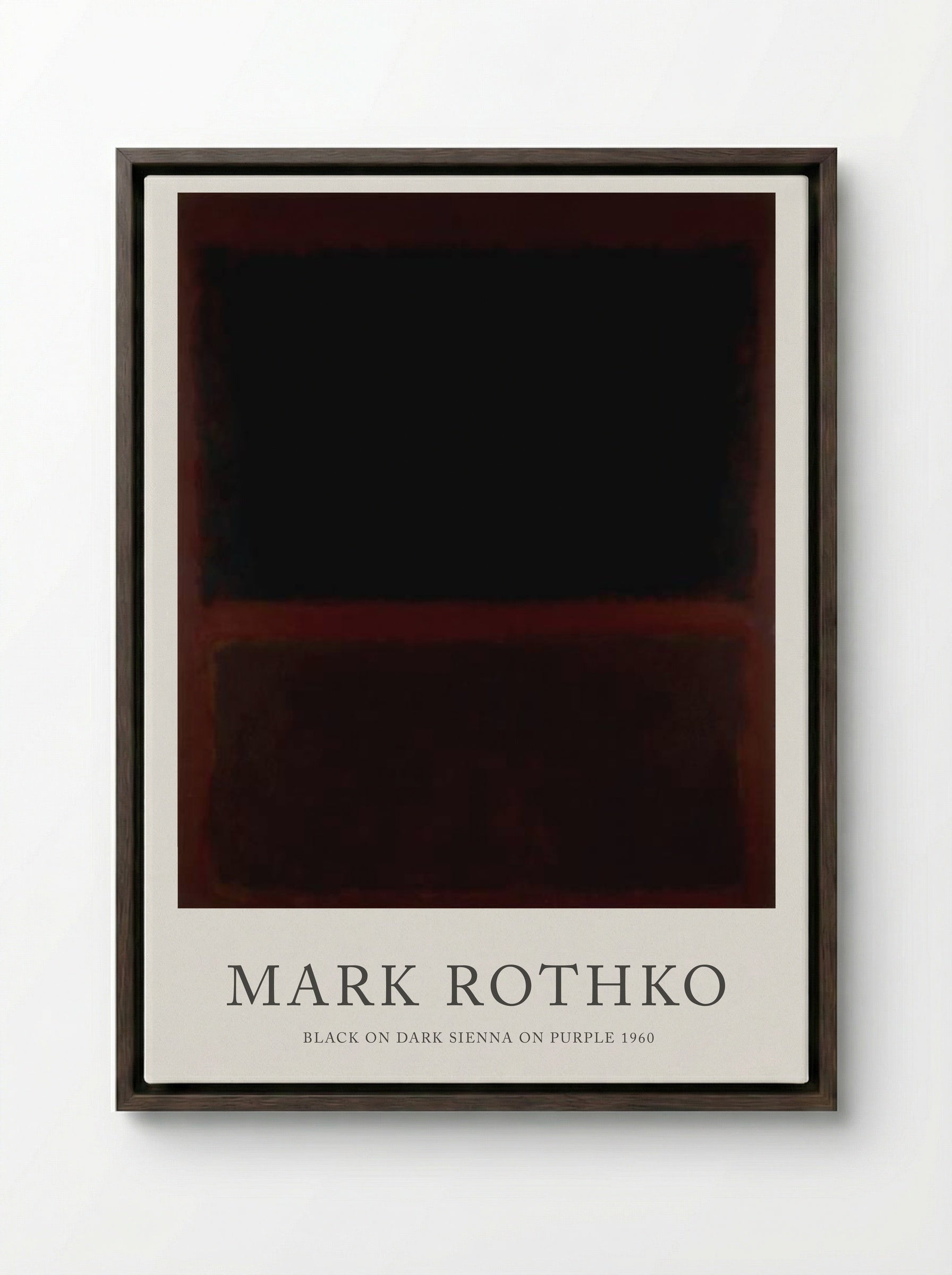 Black on Dark Sienna on Purple - Mark Rothko - Framed Canvas Dark Wood