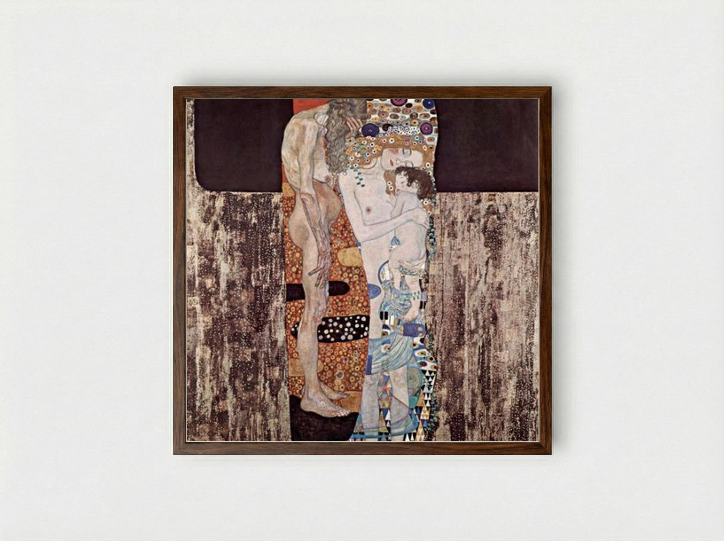 The Three Ages of Woman - Gustav Klimt - Framed Print Dark Wood