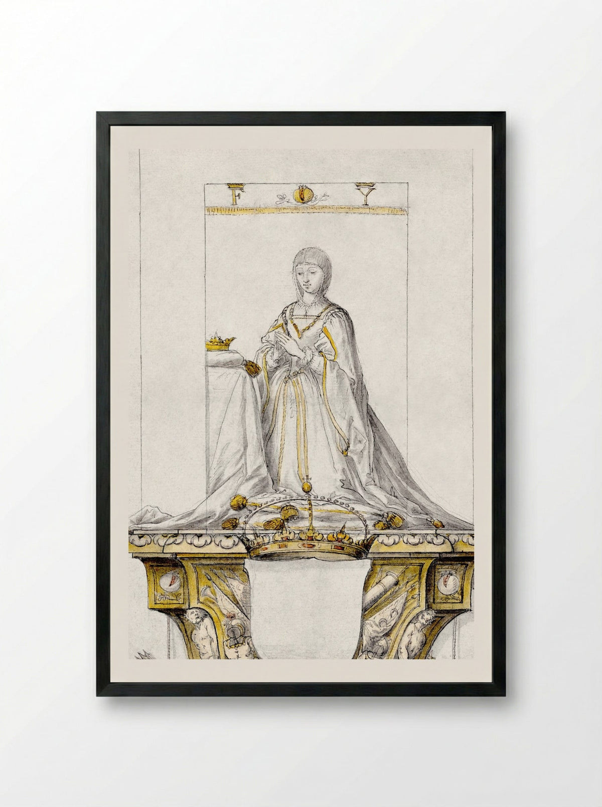 Study for a Statue of Queen Isabella - Pedro Mena y Medrano - Framed Print Black