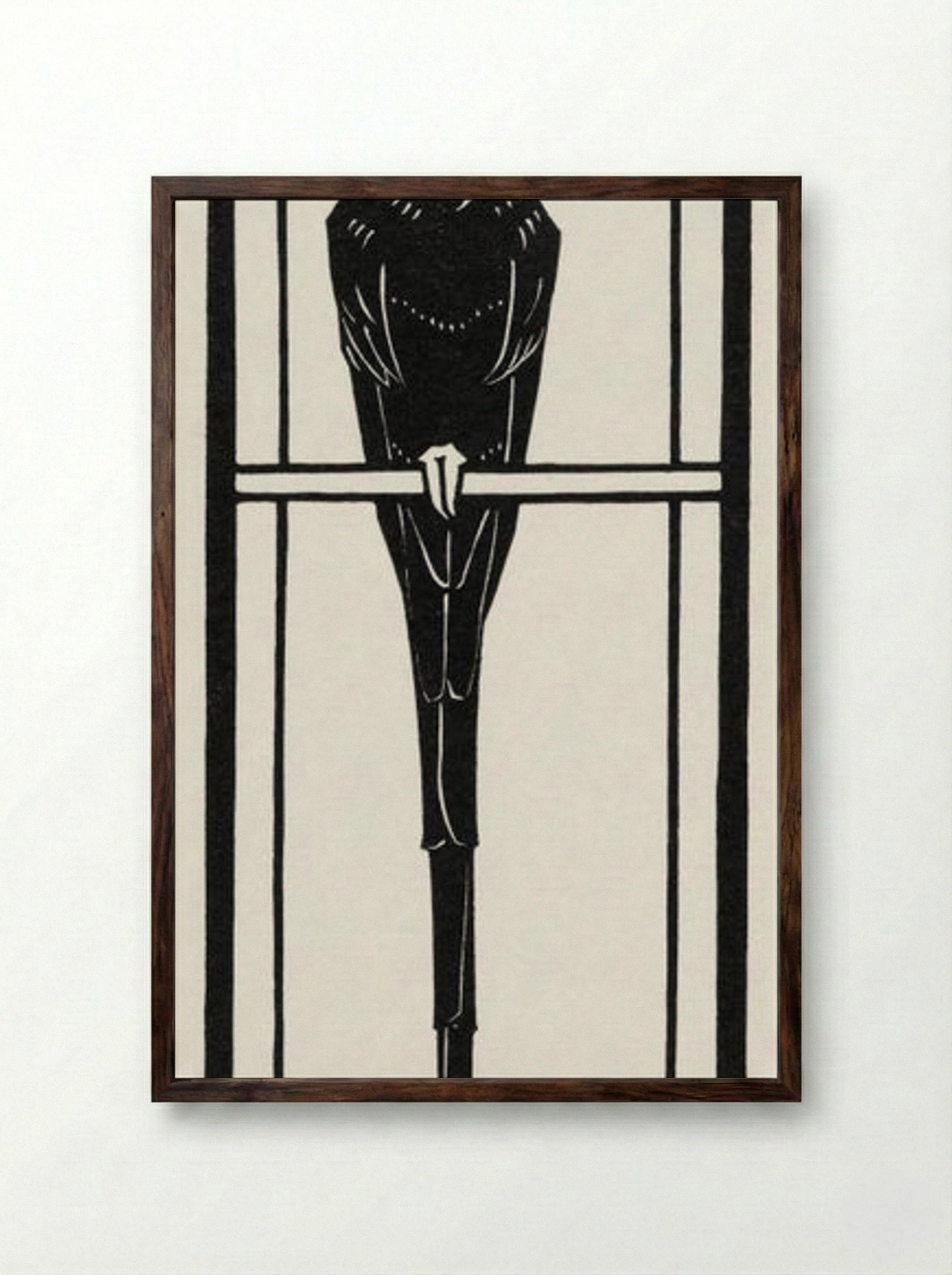 Ara (Macaw on Perch) - Julie de Graag - Framed Print Dark Wood