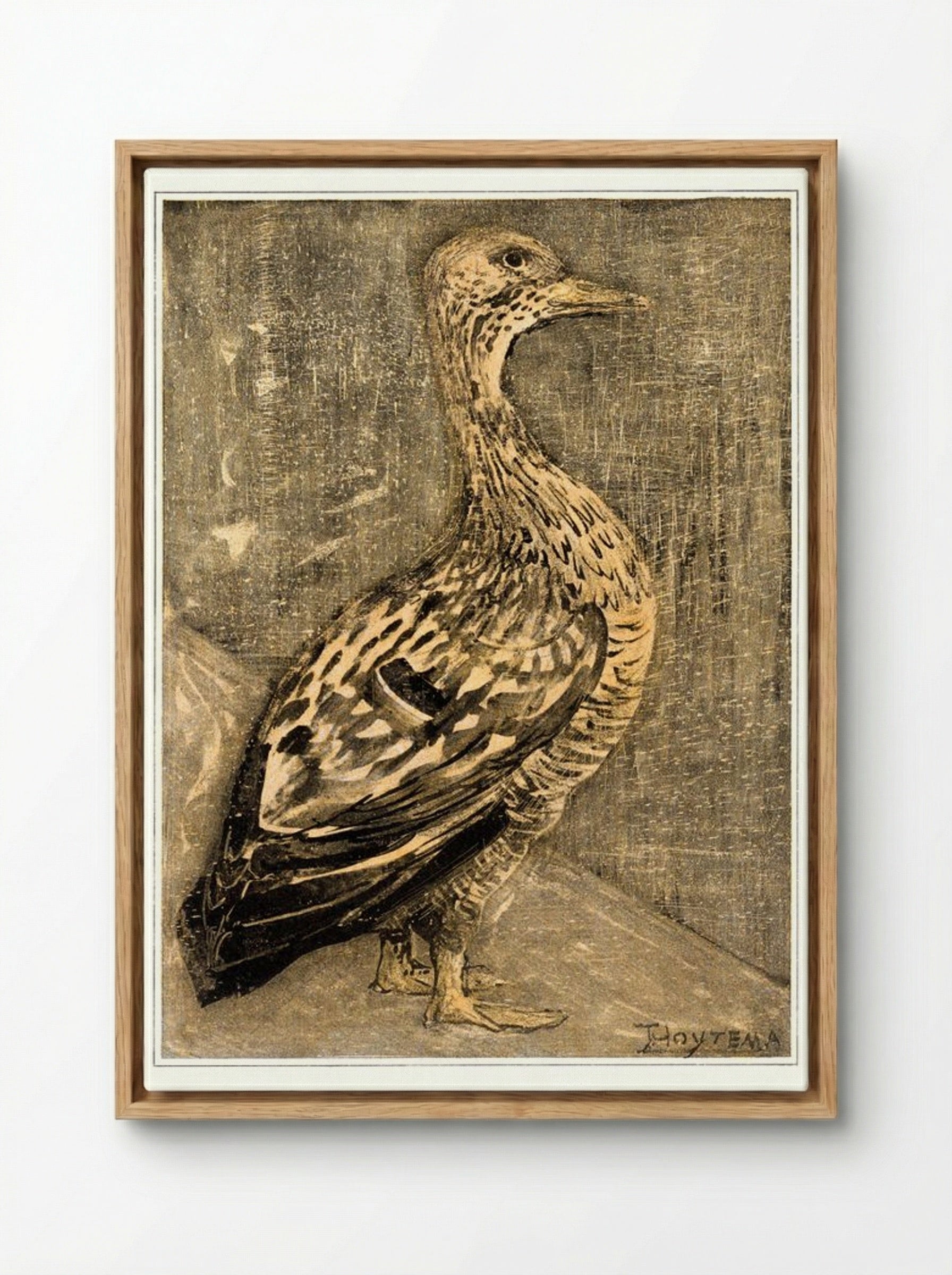 Standing Duck - Theo van Hoytema - Framed Canvas Wood