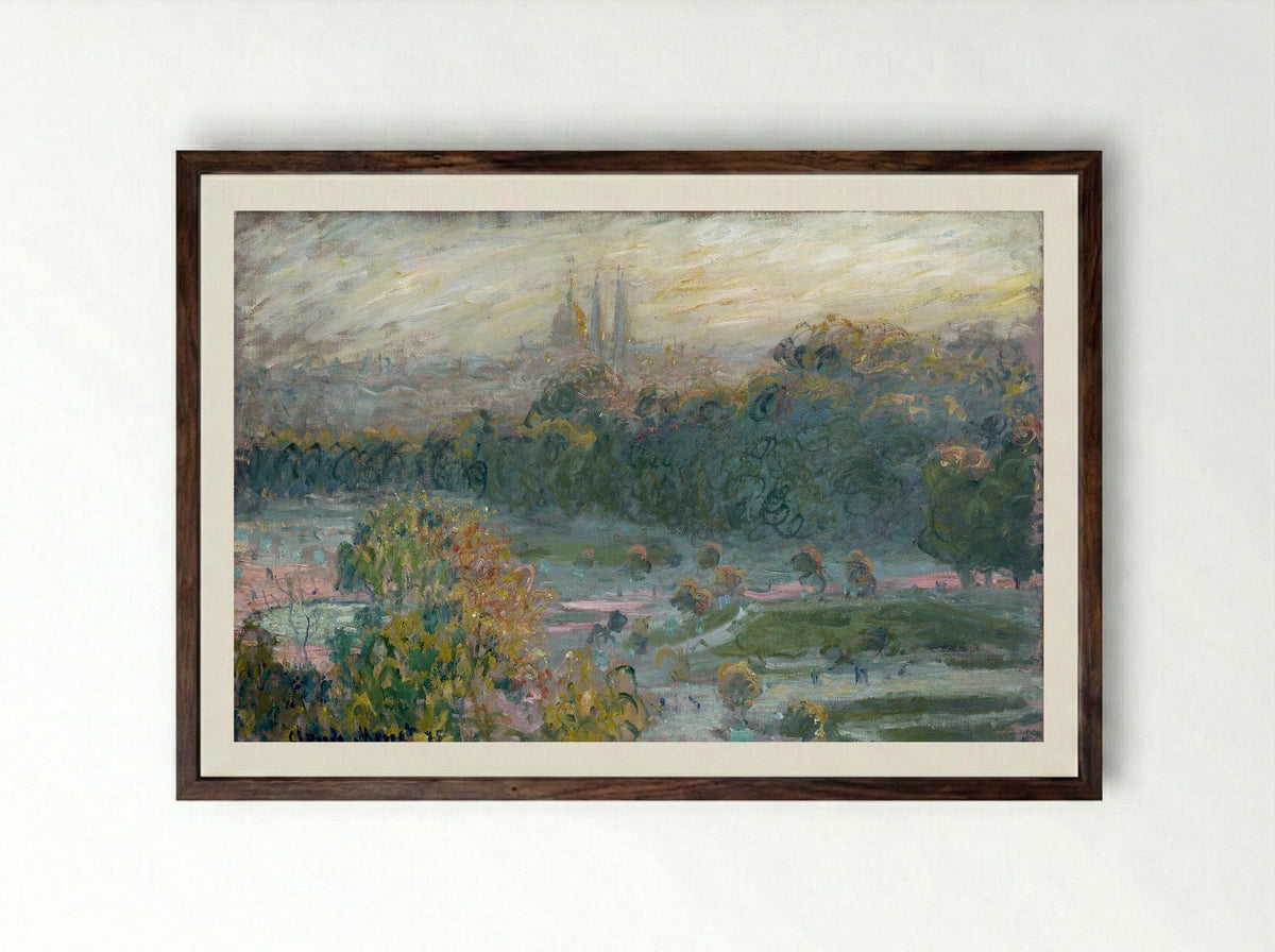 Study for 'The Tuileries' - Claude Monet - Framed Print Dark Wood