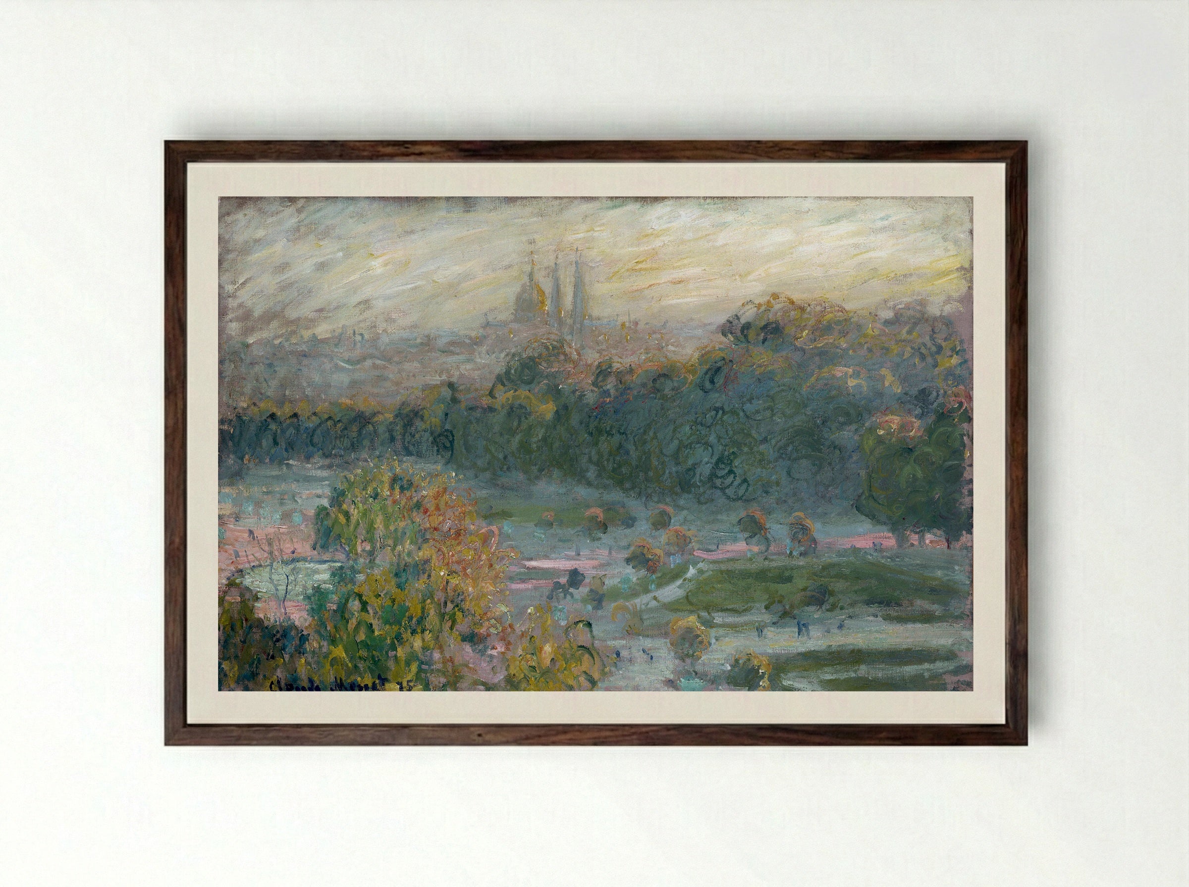 Study for 'The Tuileries' - Claude Monet - Framed Print Dark Wood