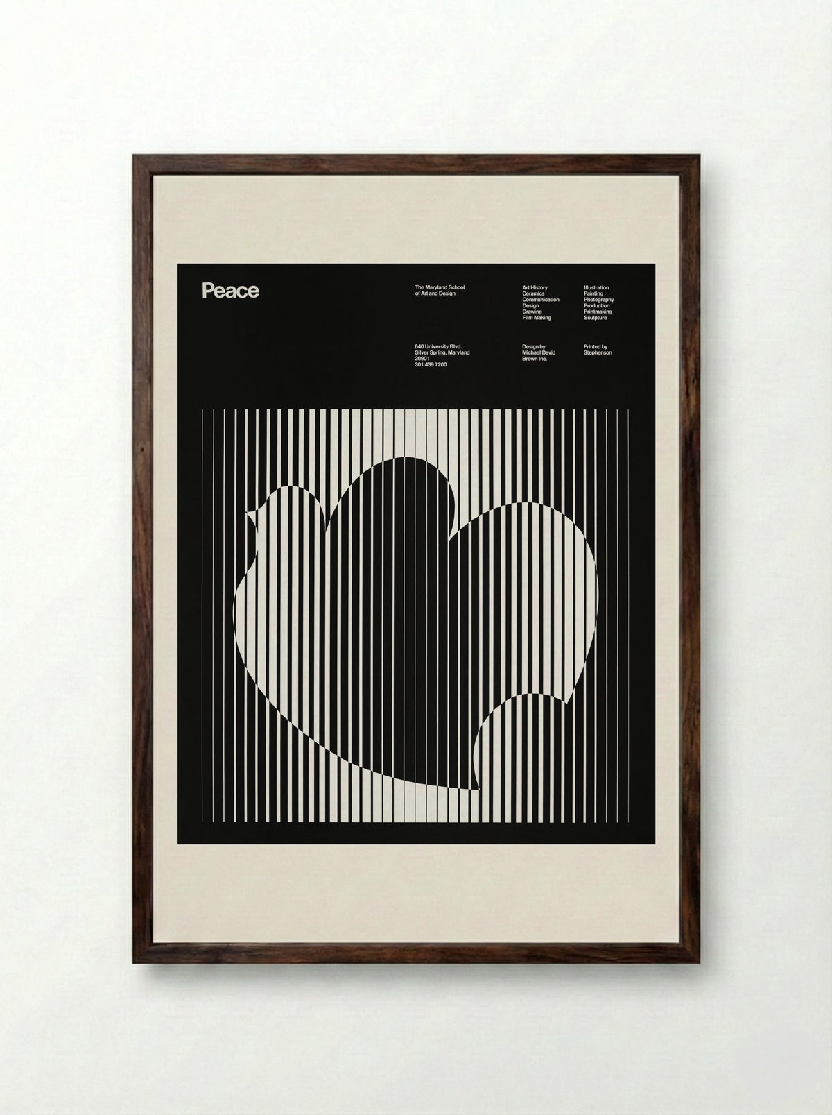 Peace (Maryland School of Art and Design Poster) - Michael David Brown - Framed Print Dark Wood