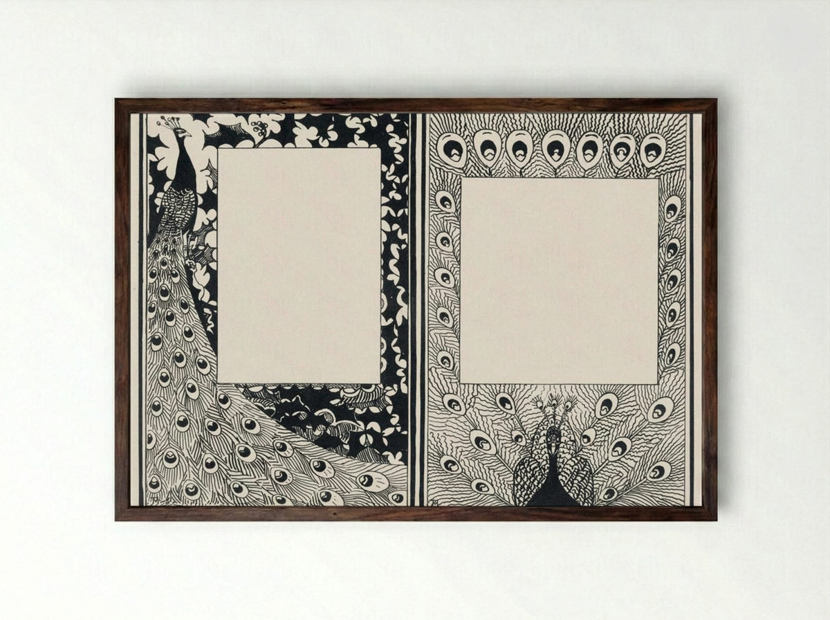 Design for Announcement and Order Card with Peacocks - Jan Toorop - Framed Print Dark Wood