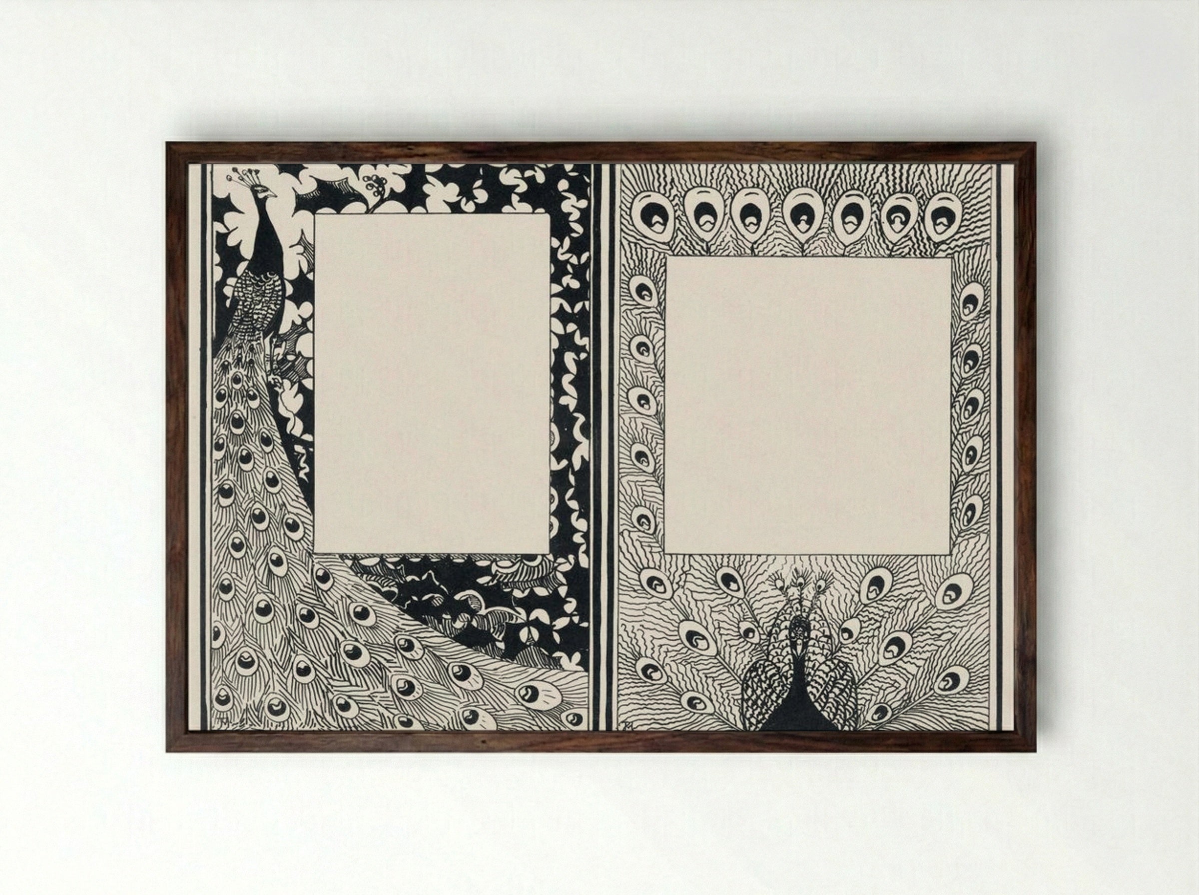 Design for Announcement and Order Card with Peacocks - Jan Toorop - Framed Print Dark Wood